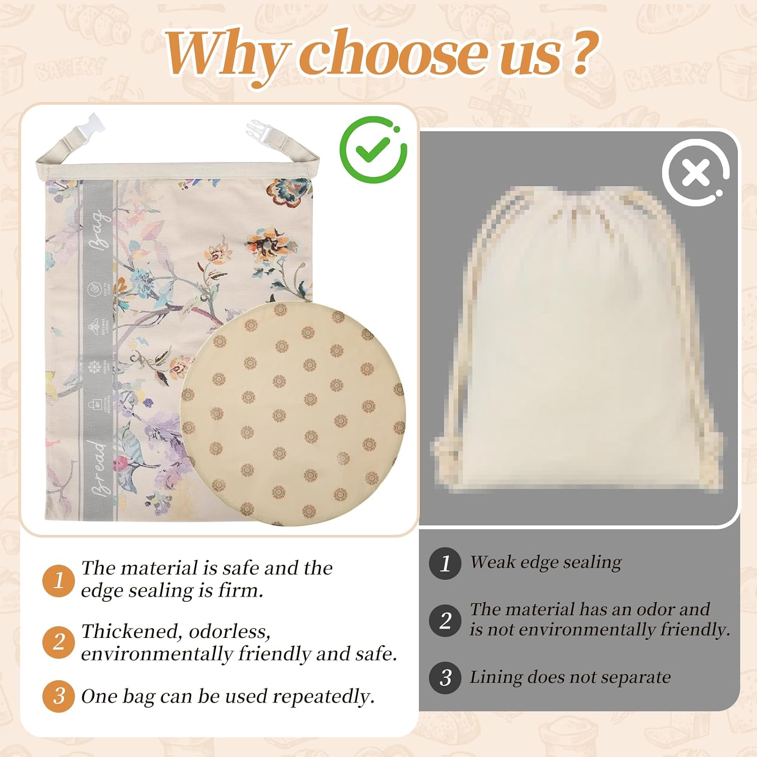 Reuseable Beeswax bread bags for Homemade Bread and Bowl Cover Set