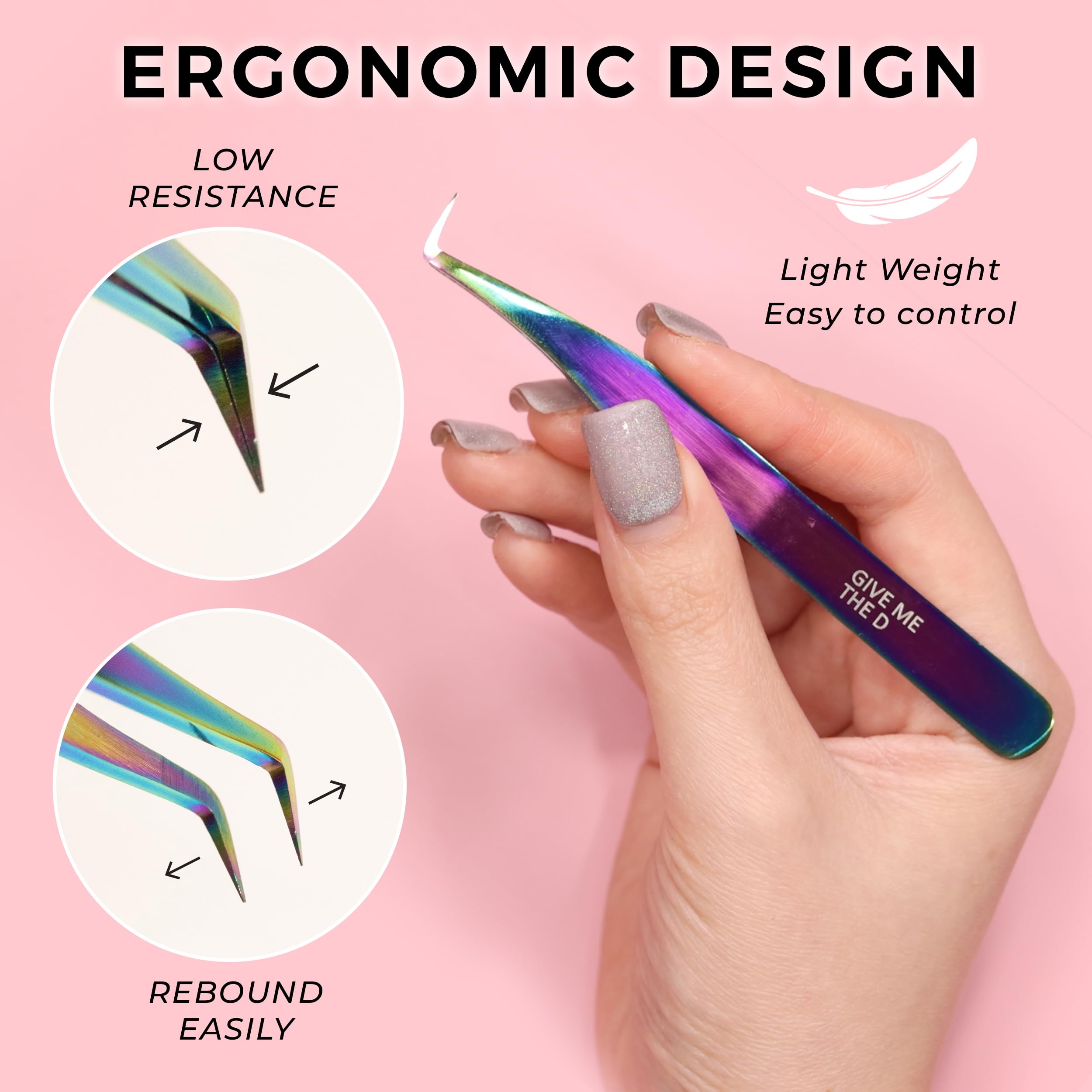 LLBA Lash Tweezer Professional for False Lash Application Tool | Multi Shapes & Purposes with Non-Slip Grip Tweezers for Volume, Isolation & Classic Lashes (Galaxy, All The Fluff Volume) — view 6