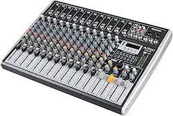 AMW L12 v3 Mesa de Som Analógica 12 canais Efeitos Efx DSP Mute Hi-Z Low Cut Player com Interface de áudio