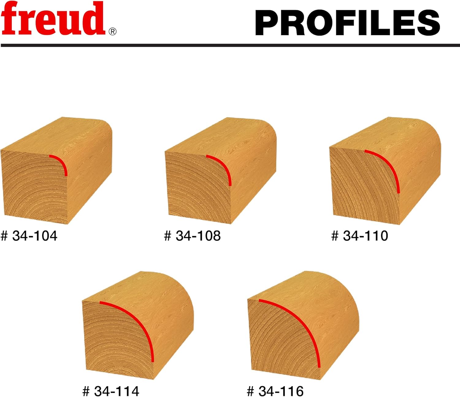 Freud 89-102: 5 Piece Round Over/Beading Bit Set (1/4" Shank)