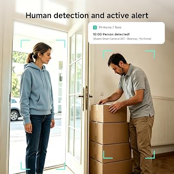 XIAOMI C301 Indoor Camera, 2K 3MP Wi-Fi Security Camera Indoor, Mi Home App | 360° Full Panorama, Home Security Camera Person Detection, True Colours in Low Light, Two-Way Audio, Privacy Protection