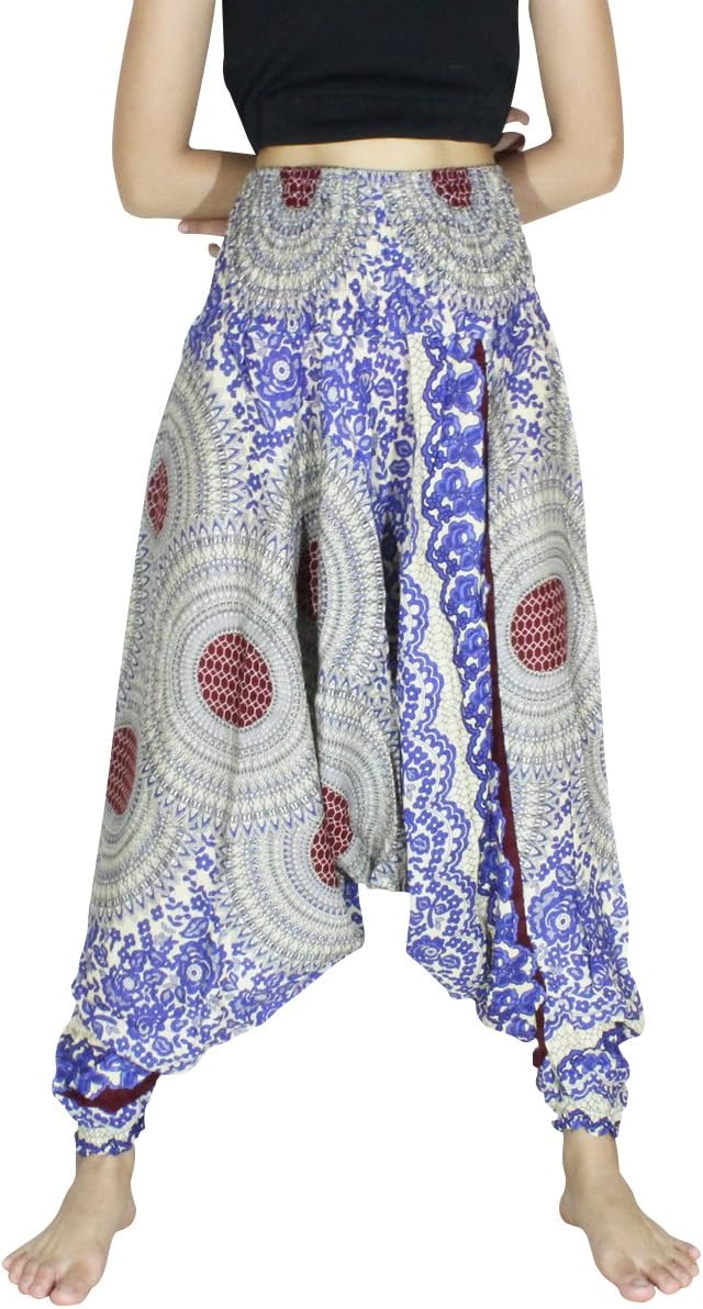 Banjamath® Women's Peacock Print Aladdin Harem Hippie Pants Jumpsuit