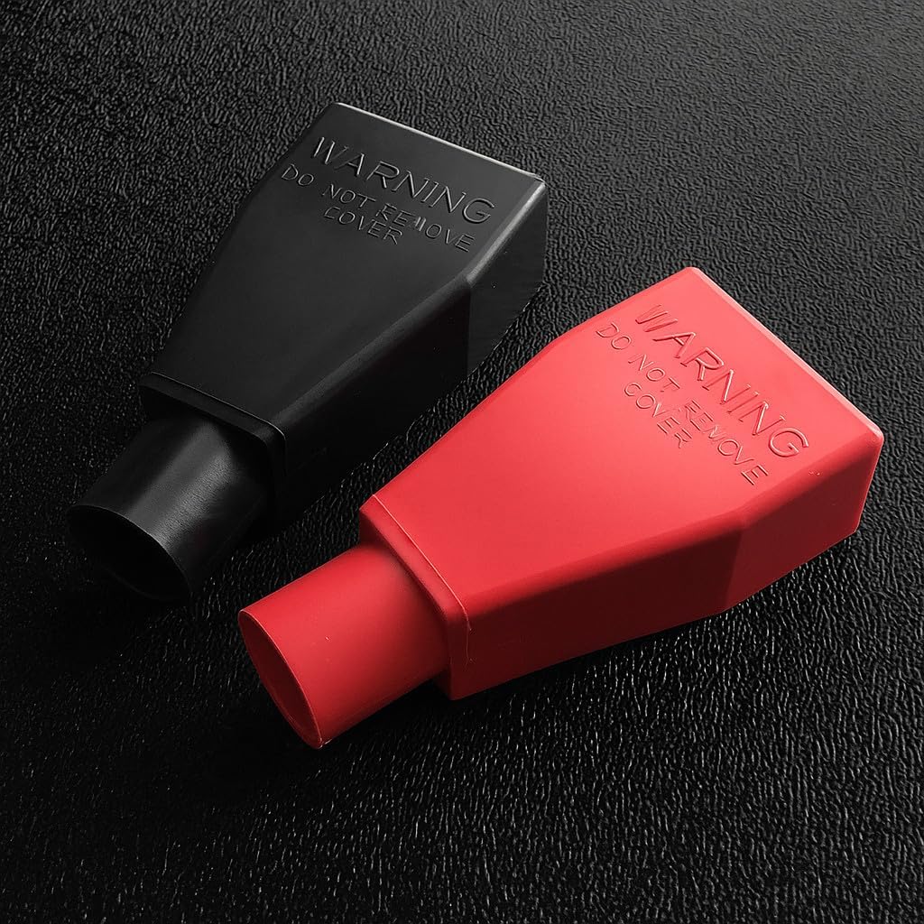 MGI SpeedWare Top Post Car Battery Terminal Boot Covers, Made in the USA, Red + Black Pair (2/0 AWG) image 3