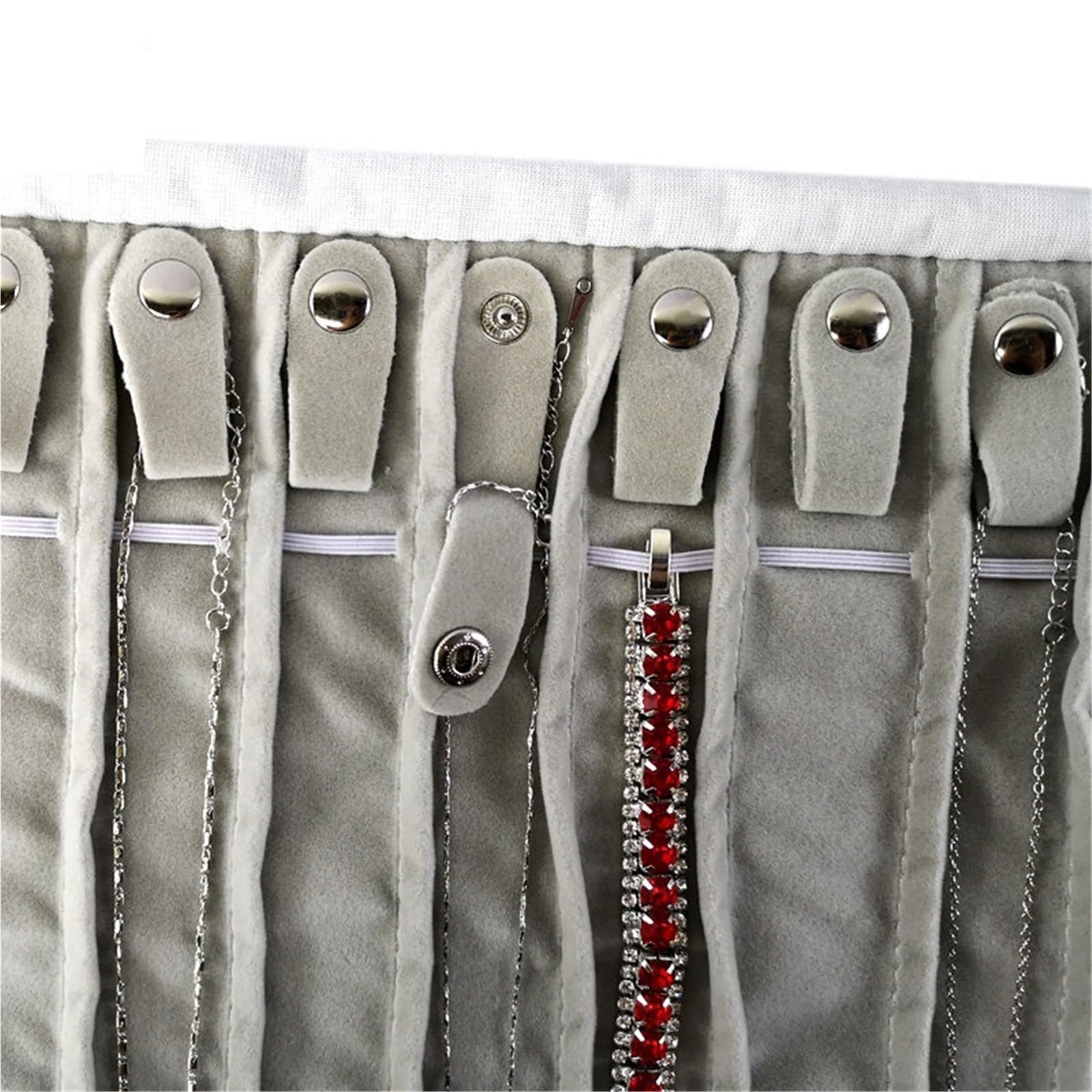 Podróżna kosmetyczka na biżuterię, Torba na rolkę do przechowywania biżuterii Aksamitny organizer Czarny Szary(Necklace Roll Bag 2)