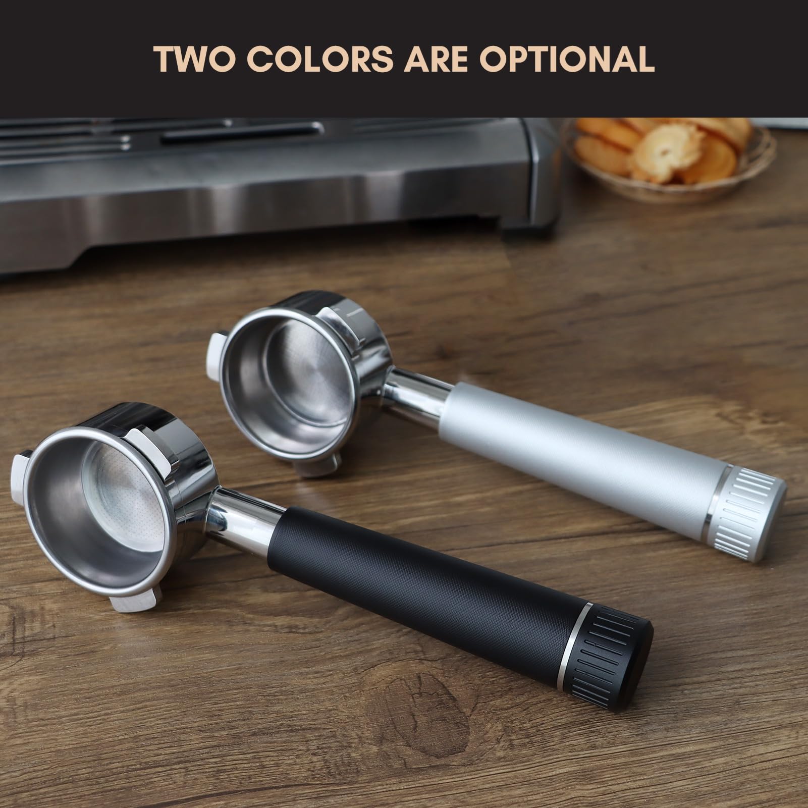 Kavolet Portacoladores sin suelo de 54 mm, portafiltros de café con 3 orejas sin fondo con mango de aleación y cabeza de acero inoxidable, compatible con cafetera Breville870/875/878/880