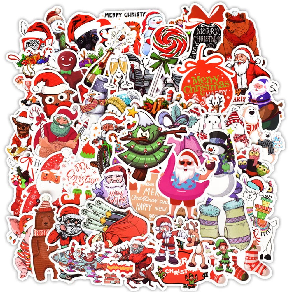 Lot De 50 Noël Autocollants En Vinyle Imperméables, Noel Stickers Pour