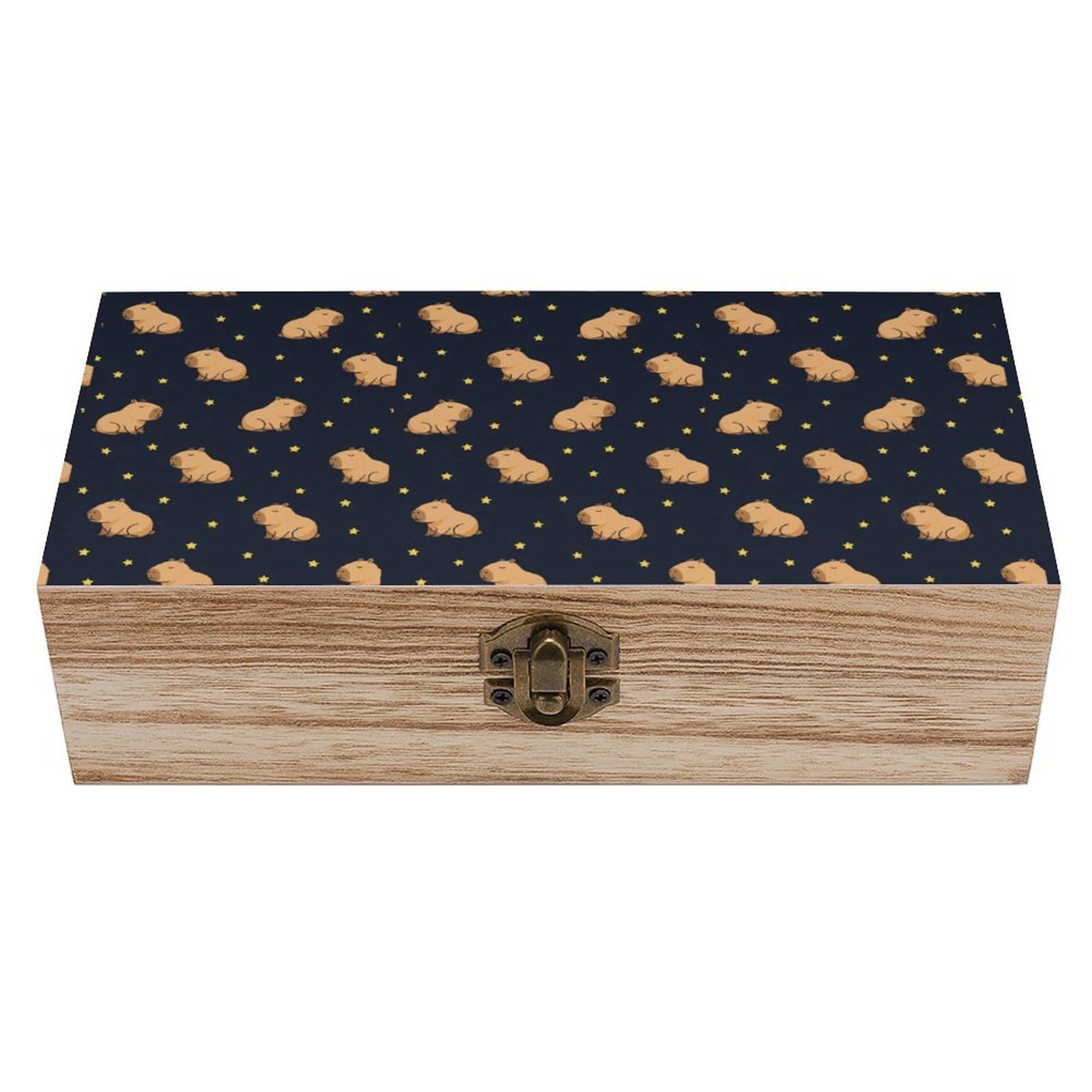 HLBSDM Capybara Star Wooden Storage Vintage Keepsake Decorative Boxs