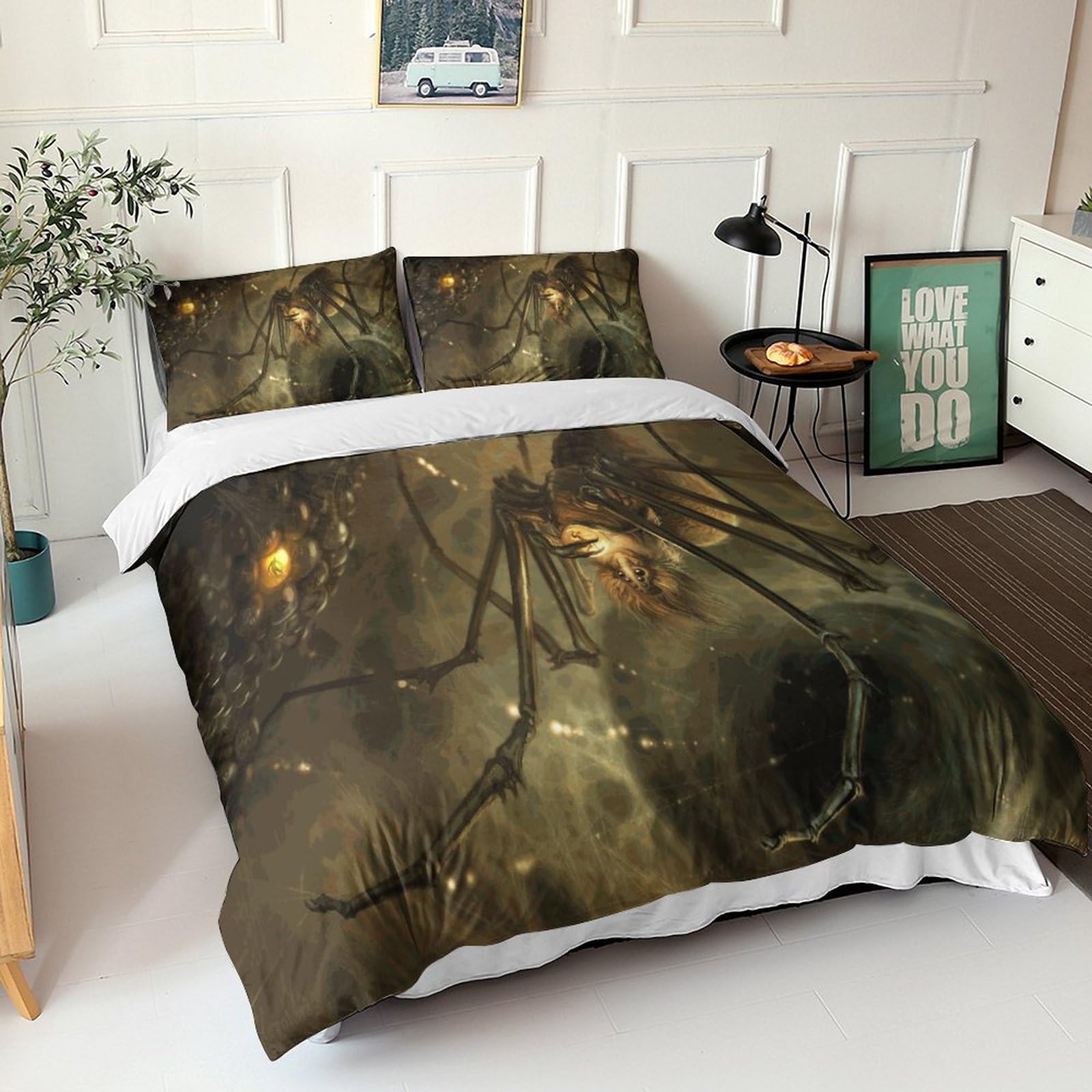 Housse de couette araignée 3D parure de lit microfibre ado