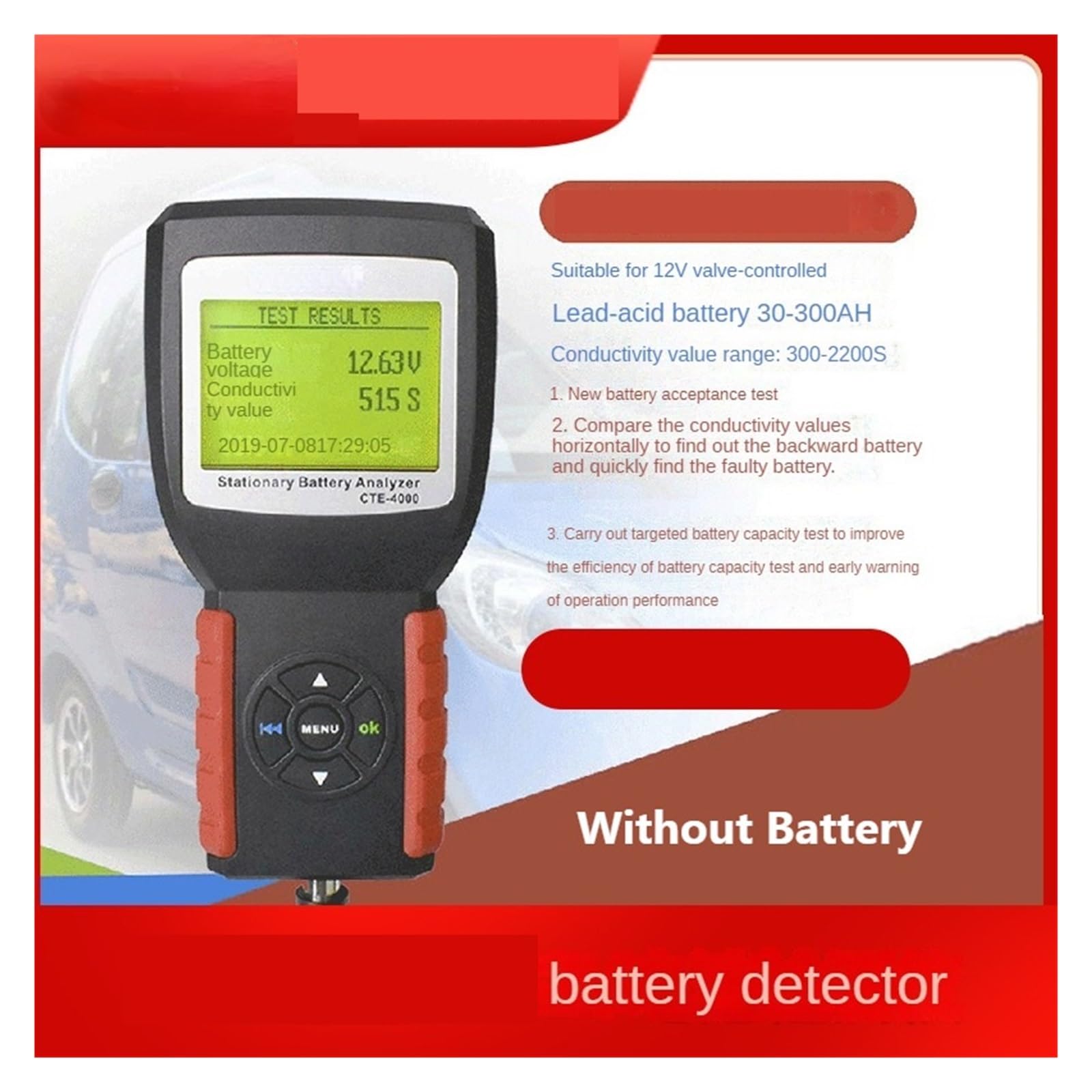 Energiespeicher-Batterietester 12V Nachbarschafts-Elektrofahrzeugbatterie-Autobatterie-Leitwerterkennung