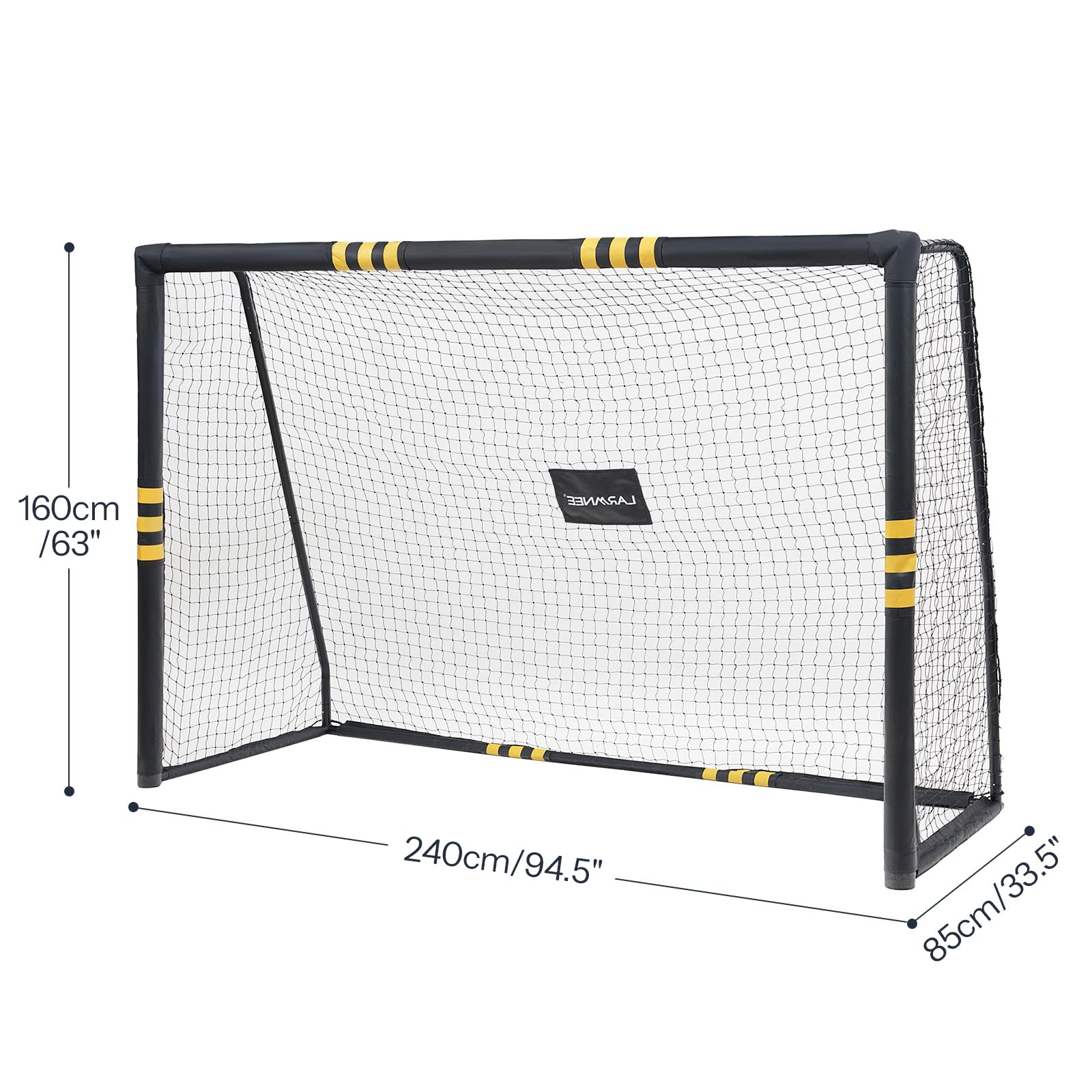 LARMNEE Portería de Fútbol 240 cm, Red de PE, Cubierta Protectora de Espuma, Resistente a la Intemperie