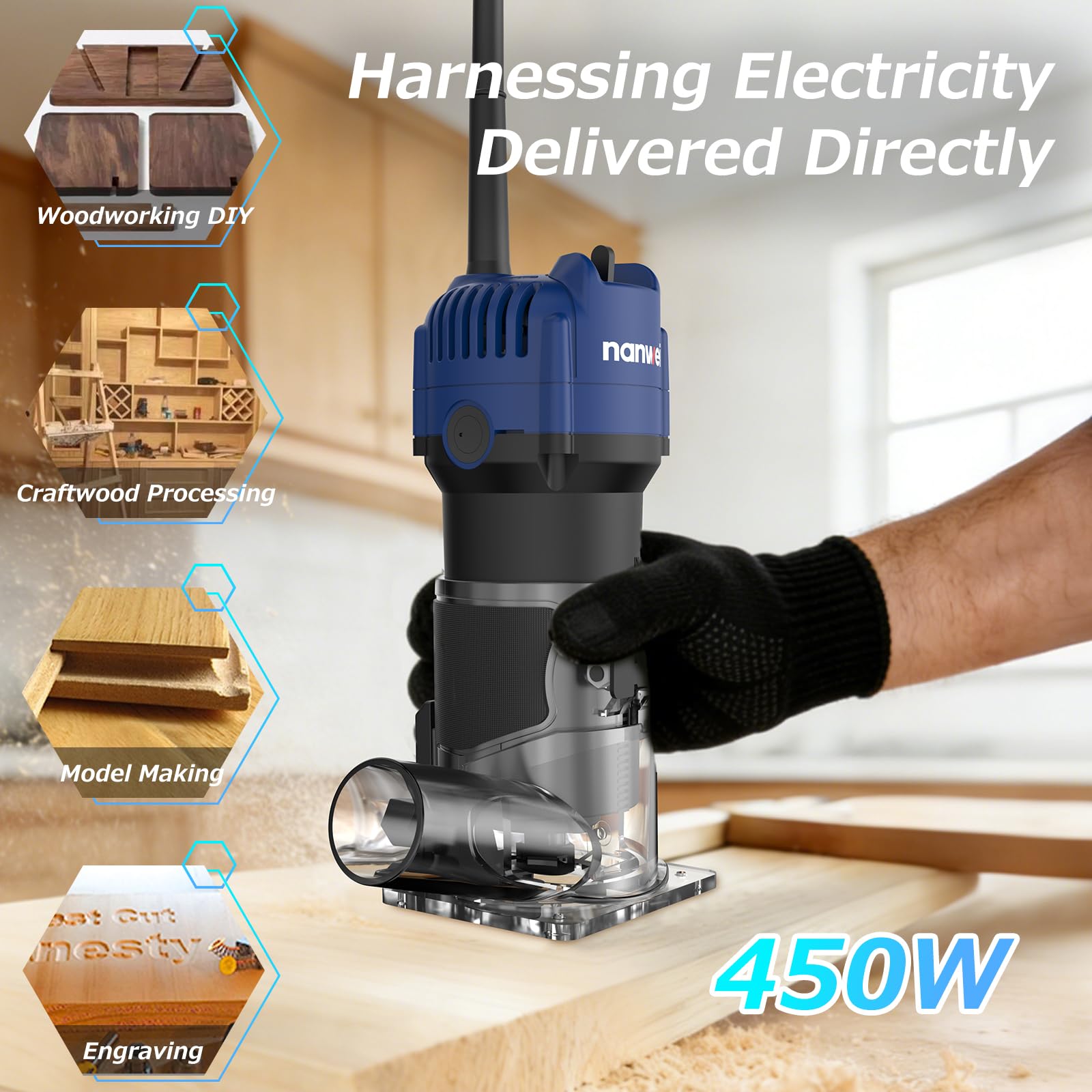 NANWEI Wood Router - 450W Powerful & Precise -3 NANWEI Wood Router - 450W Powerful & Precise -3