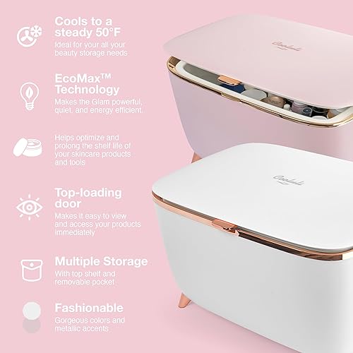Miniatura 5 de Cooluli Glam - Mini refrigerador para el cuidado de la piel de 9 litros, mini refrigerador blanco para accesorios de cuidado de la piel, maquillaje,