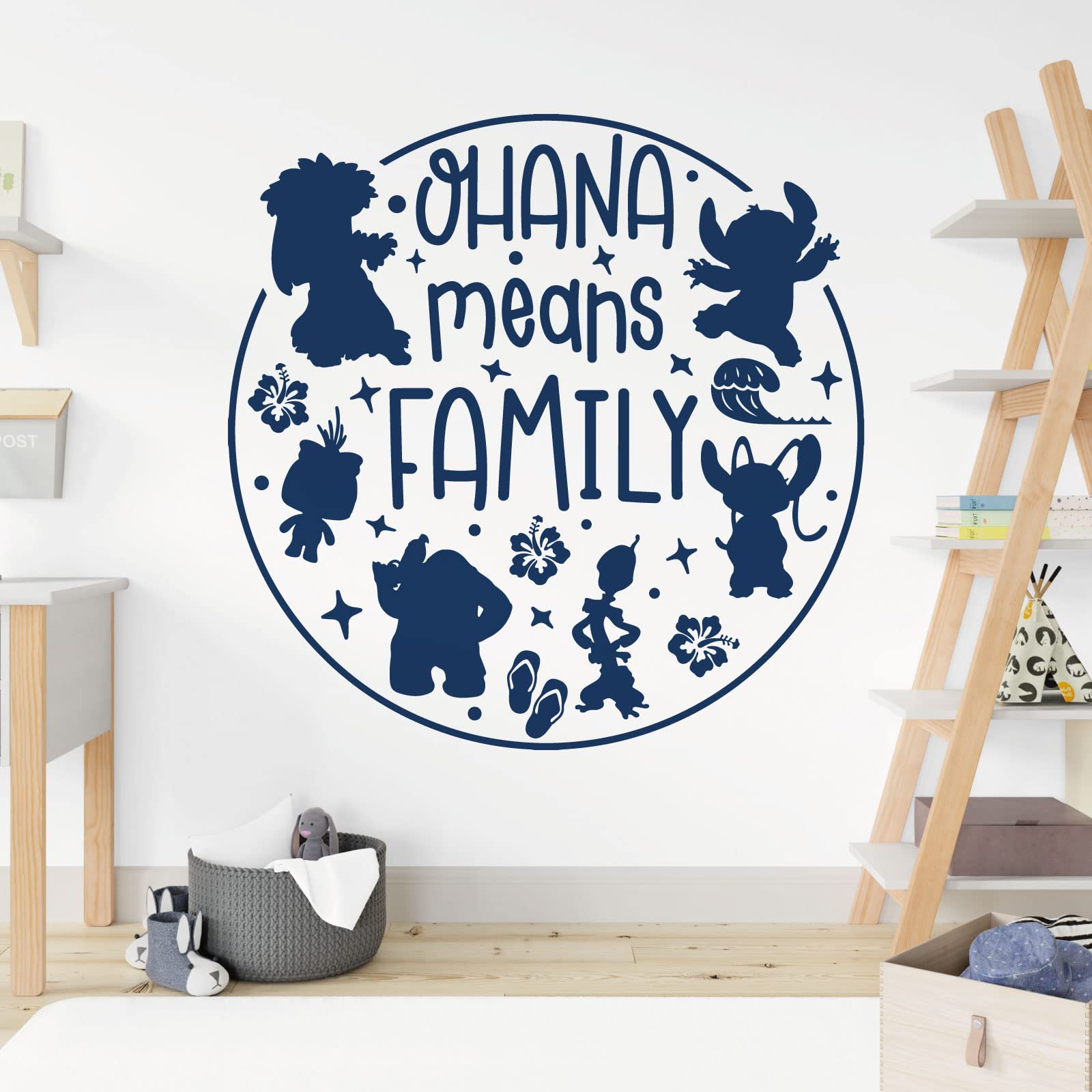 Ohana Means Family - Lilo and Stitch - Children Decal Wall Sticker [Large] [Ultramarine]