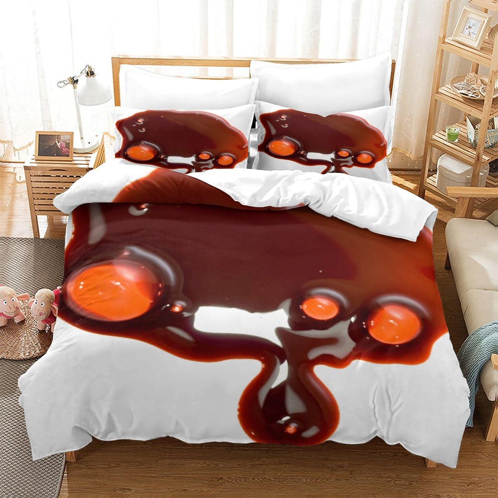 P1s9u7w5y Blood Splash-2 Abstract Flow Design 3D Printed Duvet Cover Set 3Pcs Microfiber Artistic Bedding Set King（220X240cm）