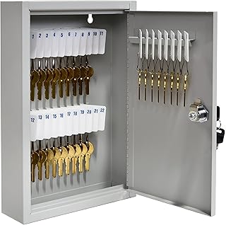 BankSupplies STEELMASTER 30 Key Cabinet | Single Lock Control Key Box | Welded 22 Gauge Steel Construction | Scratch Resistant | Write-On Key Tags for Easy Identification
