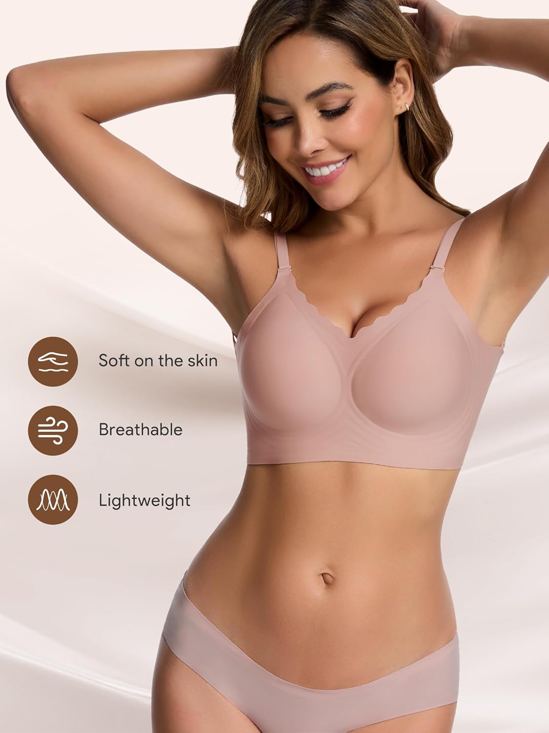 HBselect Low Back Bras for Women Deep V Seamless Bralette Wireless Backless Bra Convertible Straps Halter Bra - Image 4