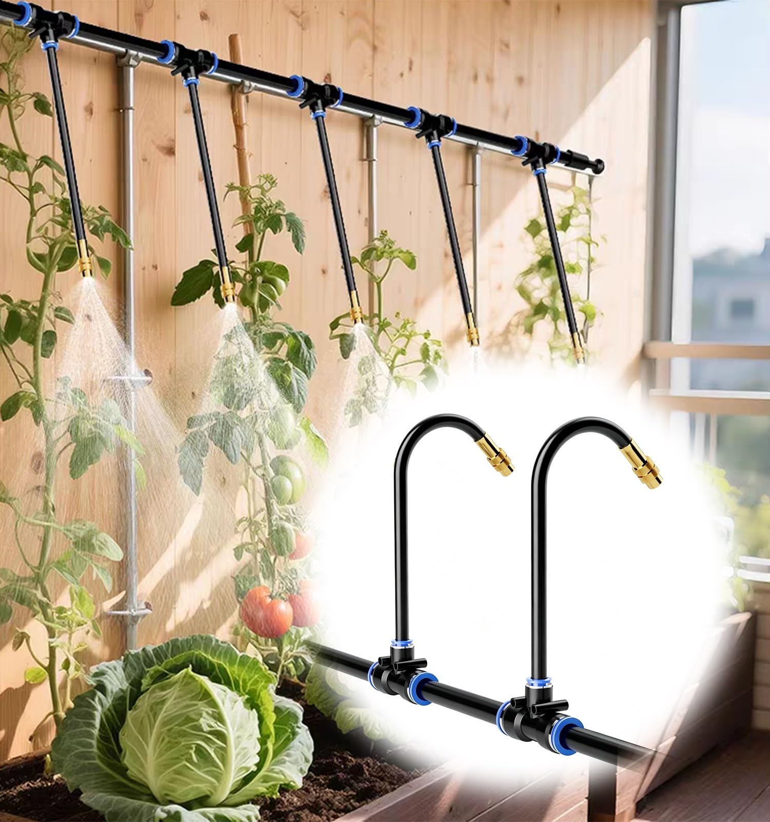 Kit De Riego por Goteo para Plantas Y Huertos con Boquilla De Latón Giratoria 360° Y Filtros De Agua Sistema De Riego De Jardín con Mangueras De PE De Conexión Rápida | 80m/262ft