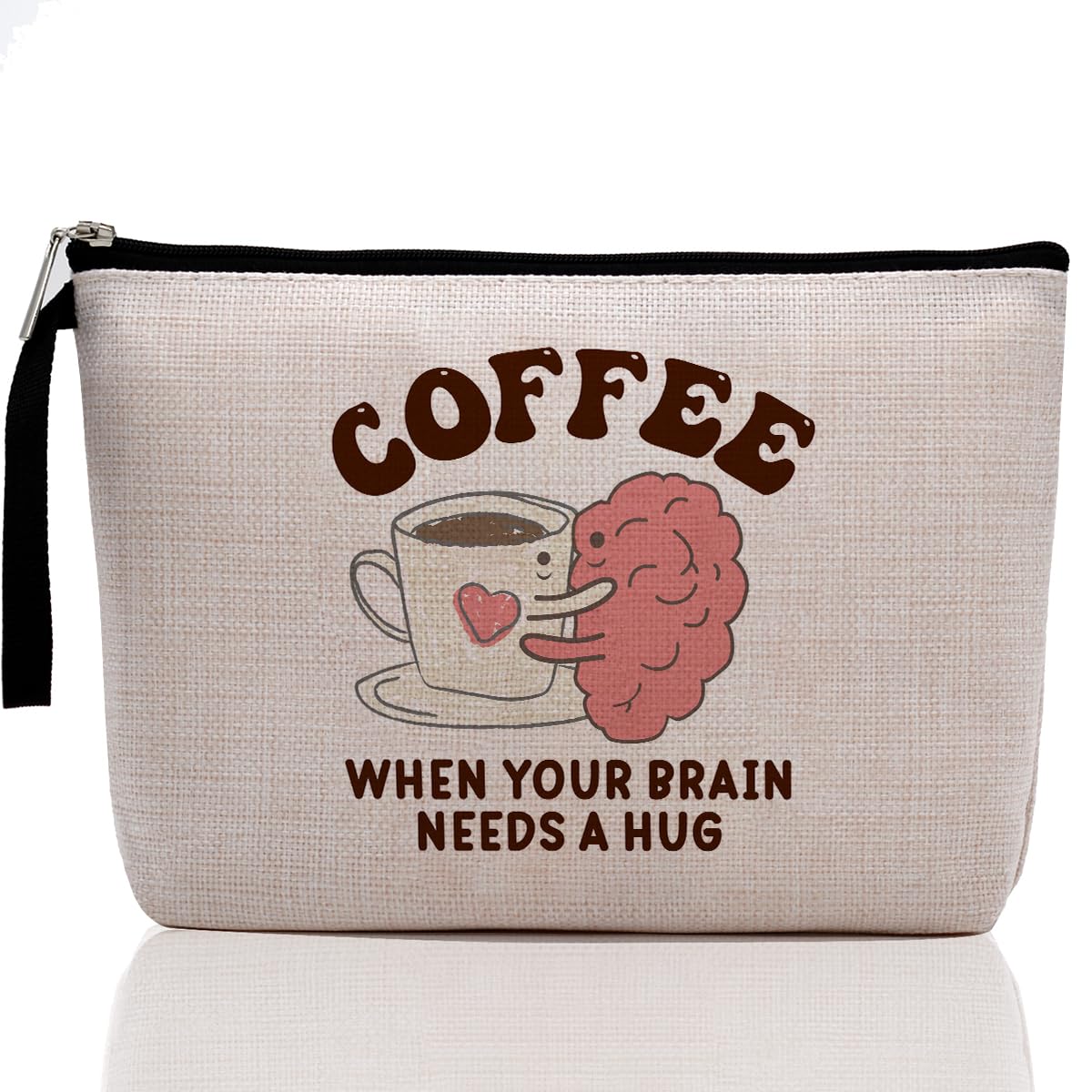 Funny Coffee Gifts Coffee Lovers Gift Ideas Makeup Bag Affirmations Coffee Accessories Gifts Mental Health Cosmetic Bag for Women Girlfriend Zipper Pouch Bag Travel Toiletry Bag for Birthday Christmas