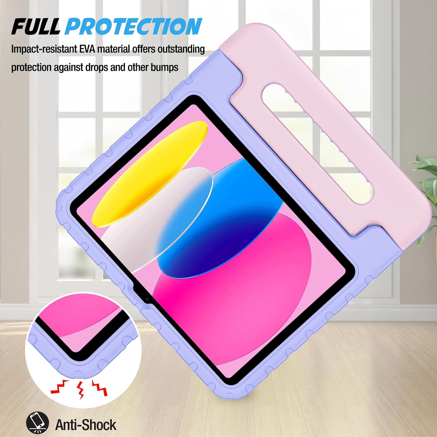 ProCase Kids Case for iPad A16 11th/10th Gen with Pencil Holder-Purplepink image 3