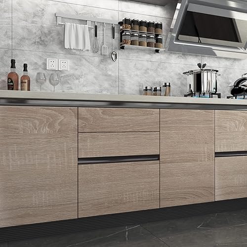 Miniatura 3 de Boobest Rollo de papel de pared de madera natural de gran tamaño de 31.5 x 354 pulgadas, papel tapiz texturizado de madera de roble gris claro,