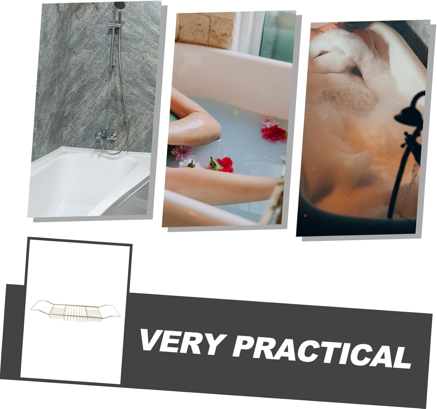 LIFKOME Extendable Stainless Steel Bathtub Tray Bath Rack for Reading Wine Essentials Versatile Non-Slip Bathroom Storage Organizer