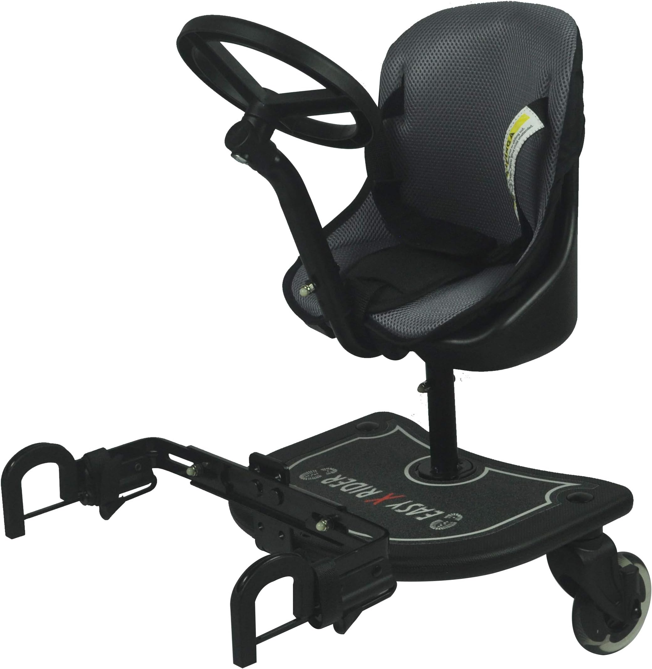 Easy X Rider Sit N Ride 2 Wheeled Rider Universal Buggy Ride On Board with Seat & Steering Wheel to fit All Pushchairs, Prams and Strollers - Hook Over Adapter