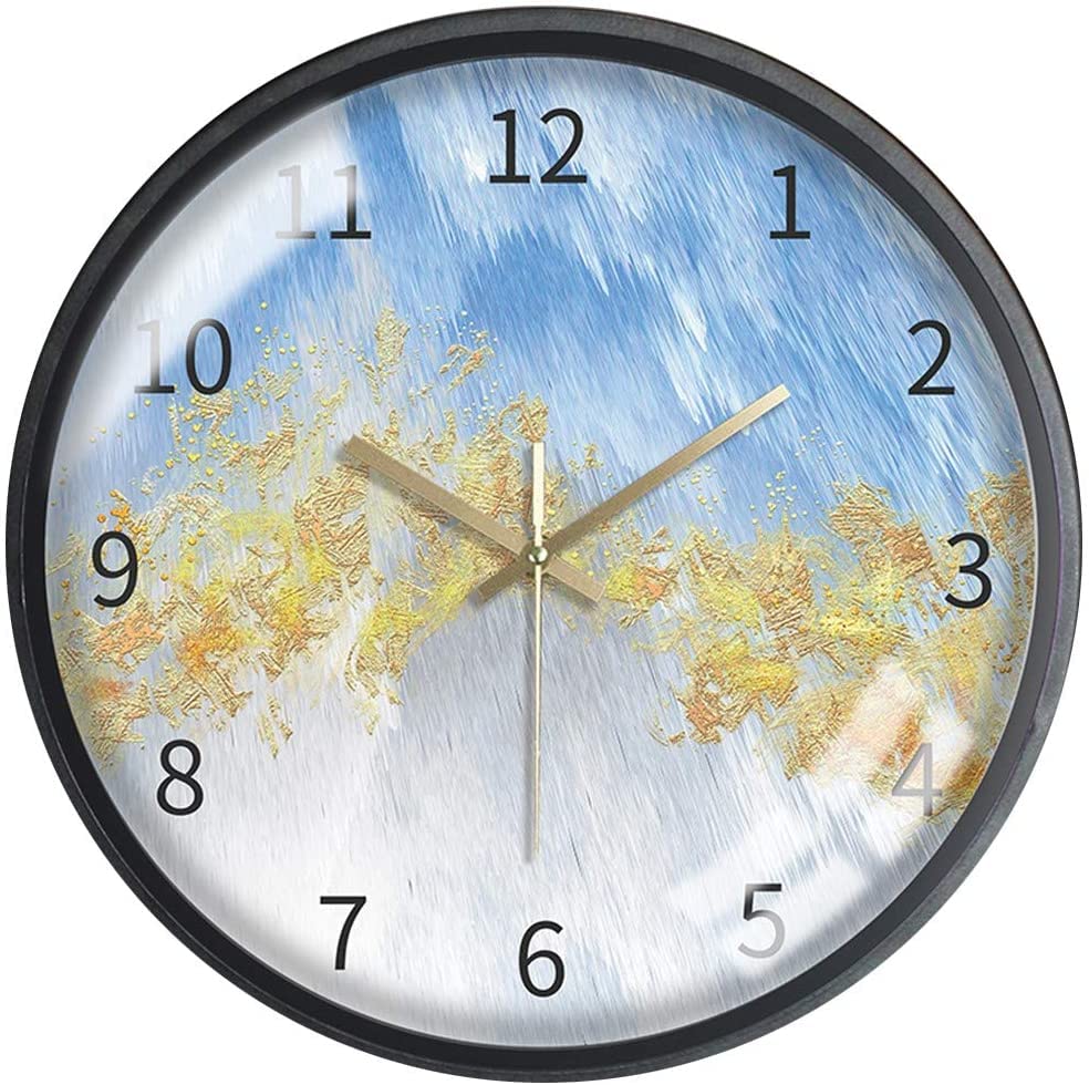 Horloge murale en métal classique et silencieuse pour salon