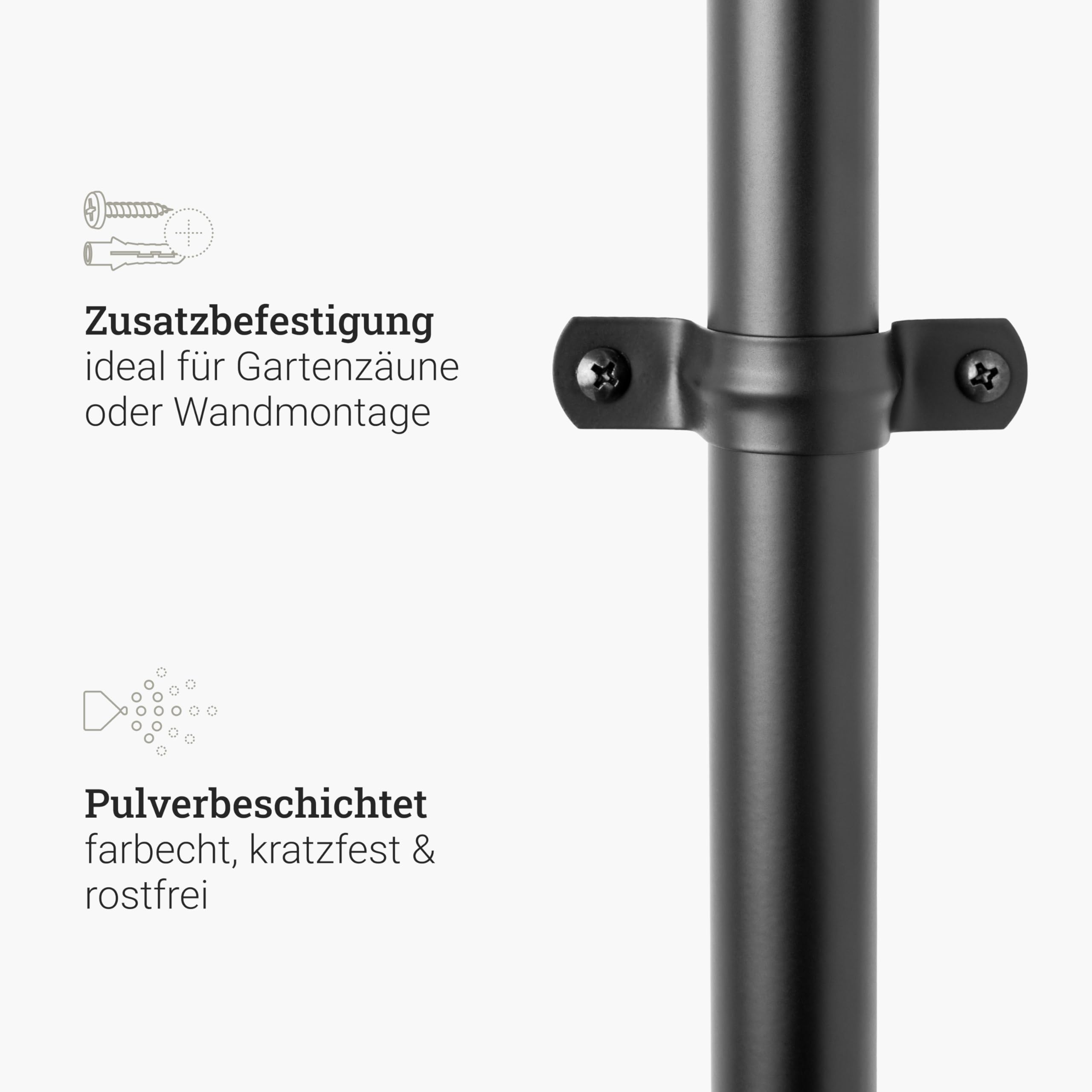 Natural Goods Berlin 4x Lichterkettenhalter - Lichterketten Halterung Outdoor - Lichtmast Schwarz Metall - Metallstange 3m - Stange Für Girlande Rostfrei - Halterung Lichterkette Befestigung Draußen