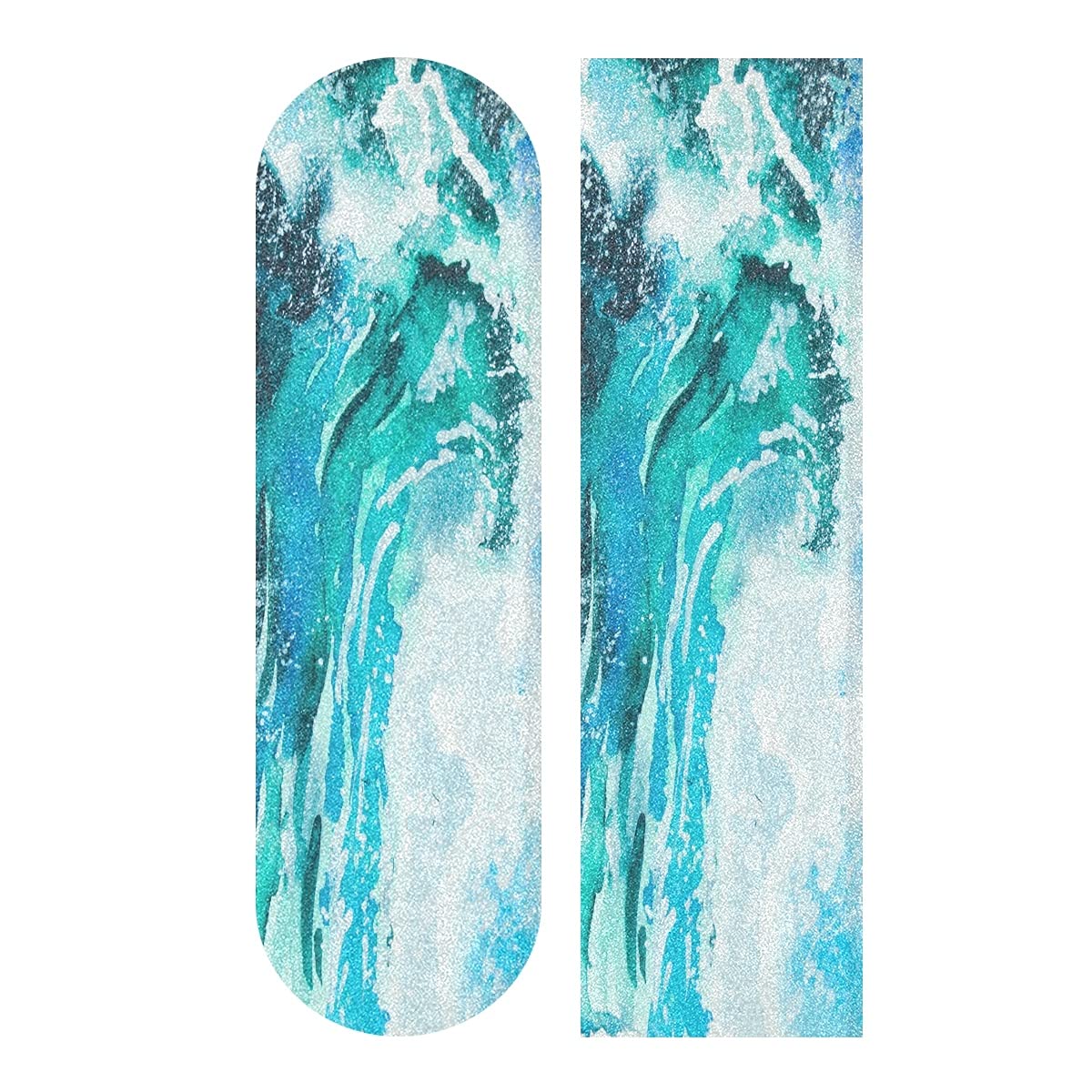 Skateboard Grip Tape Watercolor Japanese Blue Ocean Great Wave Longboard Griptape Anti-Slip Waterproof Scooter Grip Tape Sandpaper for Rollerboard 33.1x 9.1 inch