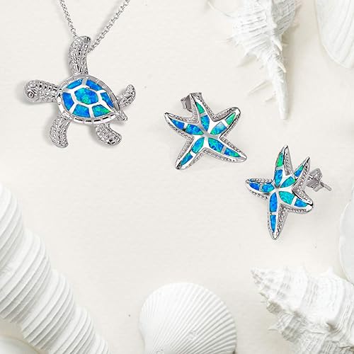Miniatura 6 de Aretes de tuerca grandes náuticos hawaianos tropicales para vacaciones en la playa, círculo redondo, disco, estrella, pez azul, incrustaciones