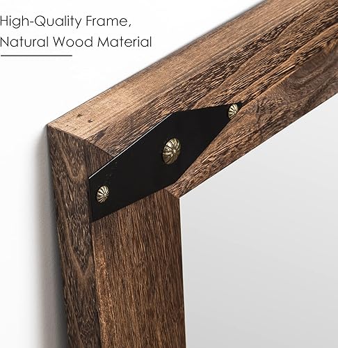 Miniatura 8 de Espejo rústico de granja con marco de madera para baño, espejo decorativo de baño para pared de madera, espejo rectangular montado en la pared para