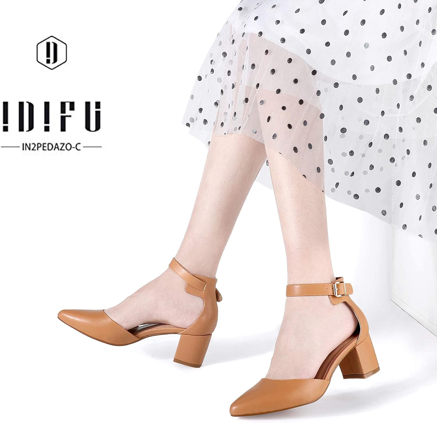 IDIFU Women's IN2 Pedazo Dress Shoes Low Block Heels Comfortable Chunky Closed Toe Ankle Strap Wedding Pumps - Image 6