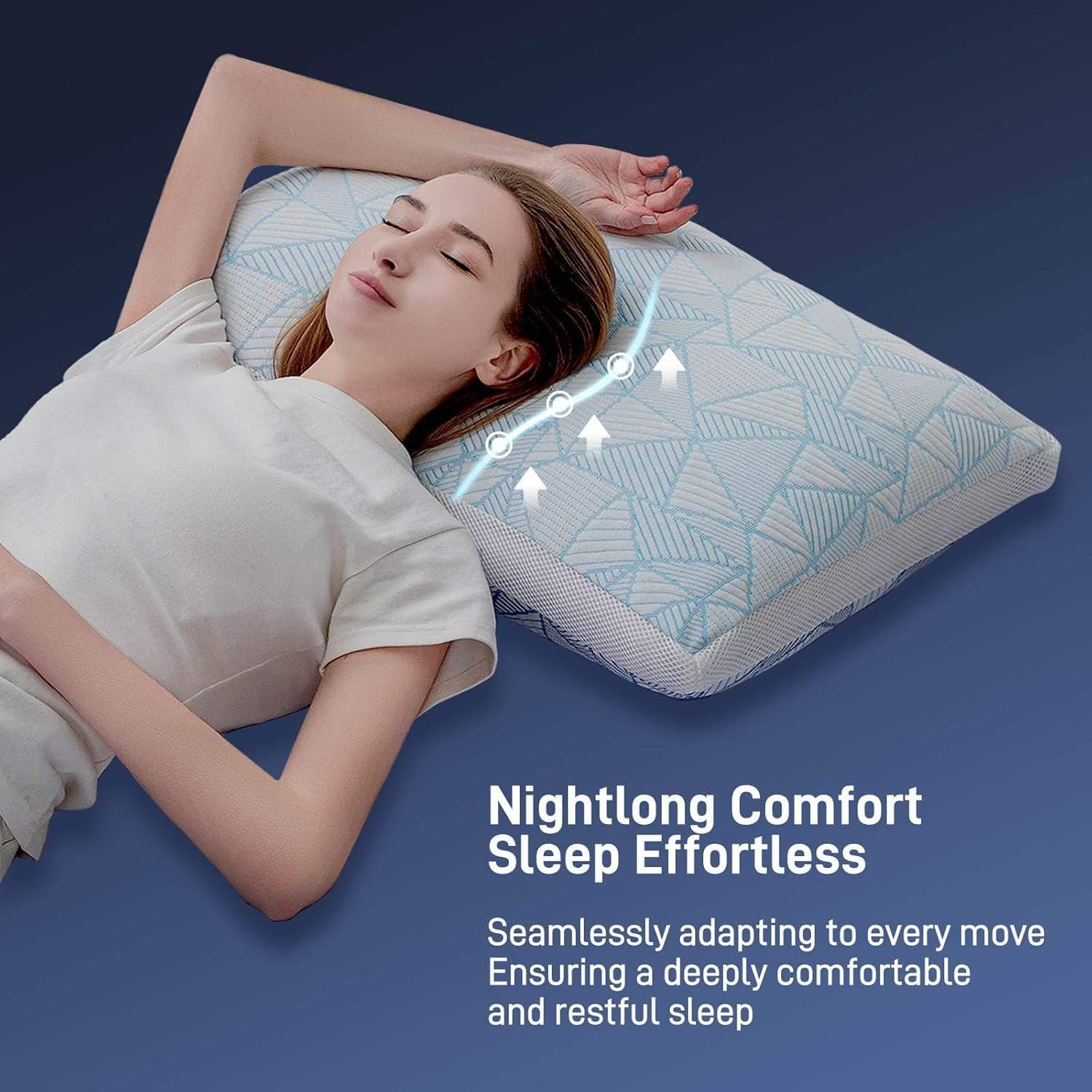 Shredded Memory Foam Cooling Soft Bamboo Viscose Pillows Queen Size Set of 2, Adjustable Hypoallergenic Hotel Quality Pillows for Side, Back or Stomach Sleeper, Oeko-TEX Certified