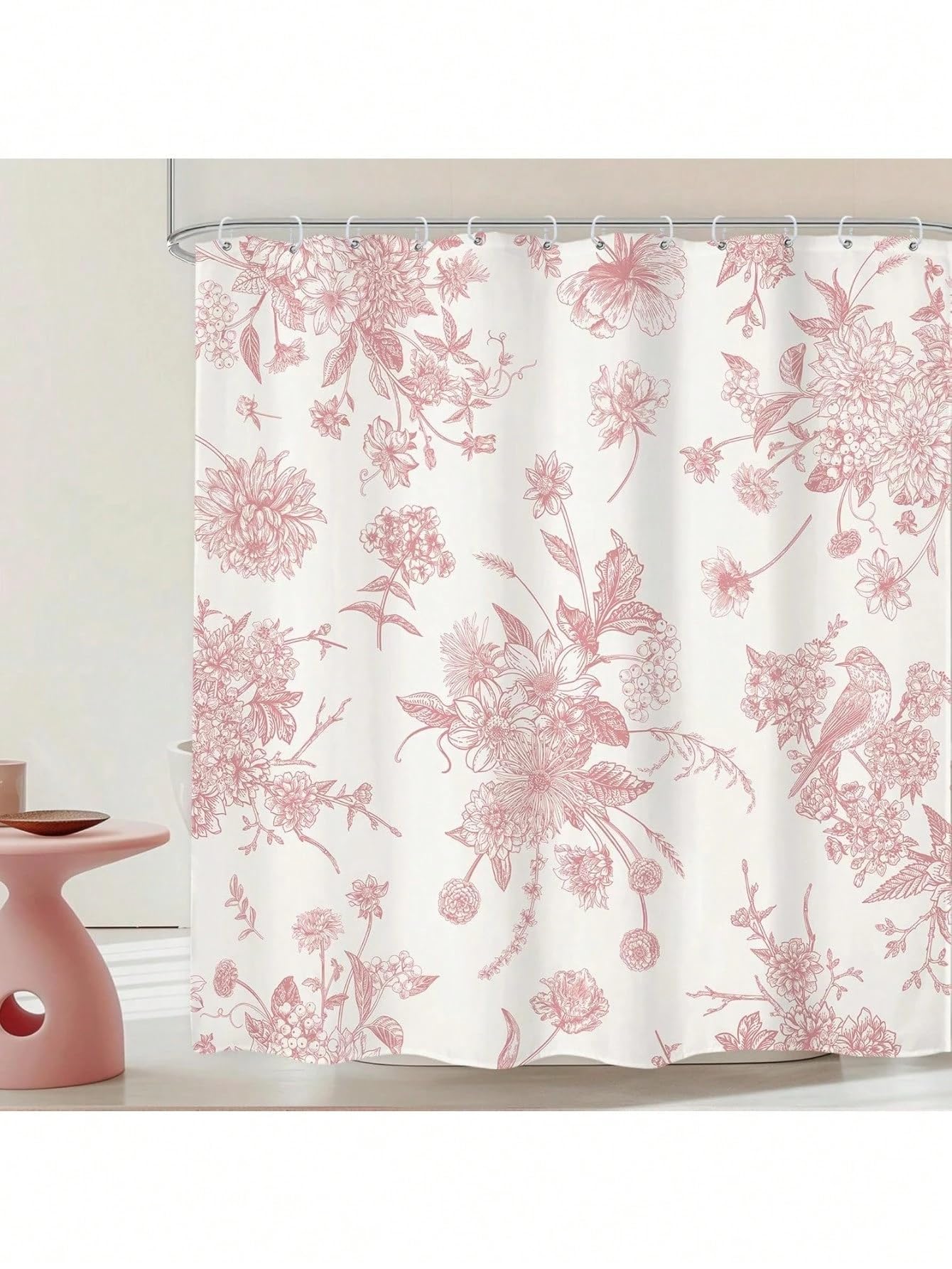 awitufhgp Floral Shower Curtain With Hooks, Boho Vintage Flowers Bathroom Curtains, Bathroom Bathtub Decor, Privacy Protection(240x175cm/94x69in(WxH))