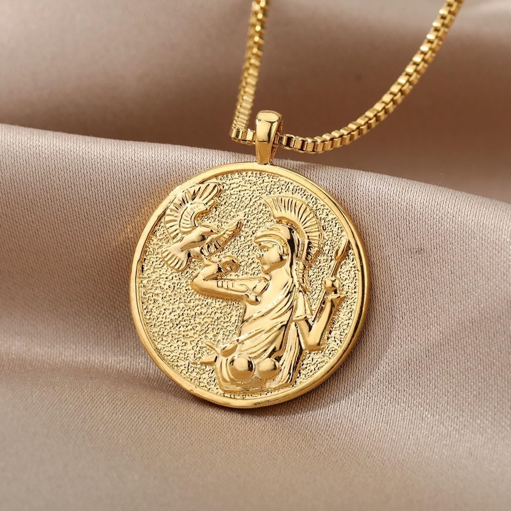 Athena Artemis Hecate Necklace,Greek Mythology Necklace,Medallion Queen Necklace for Women
