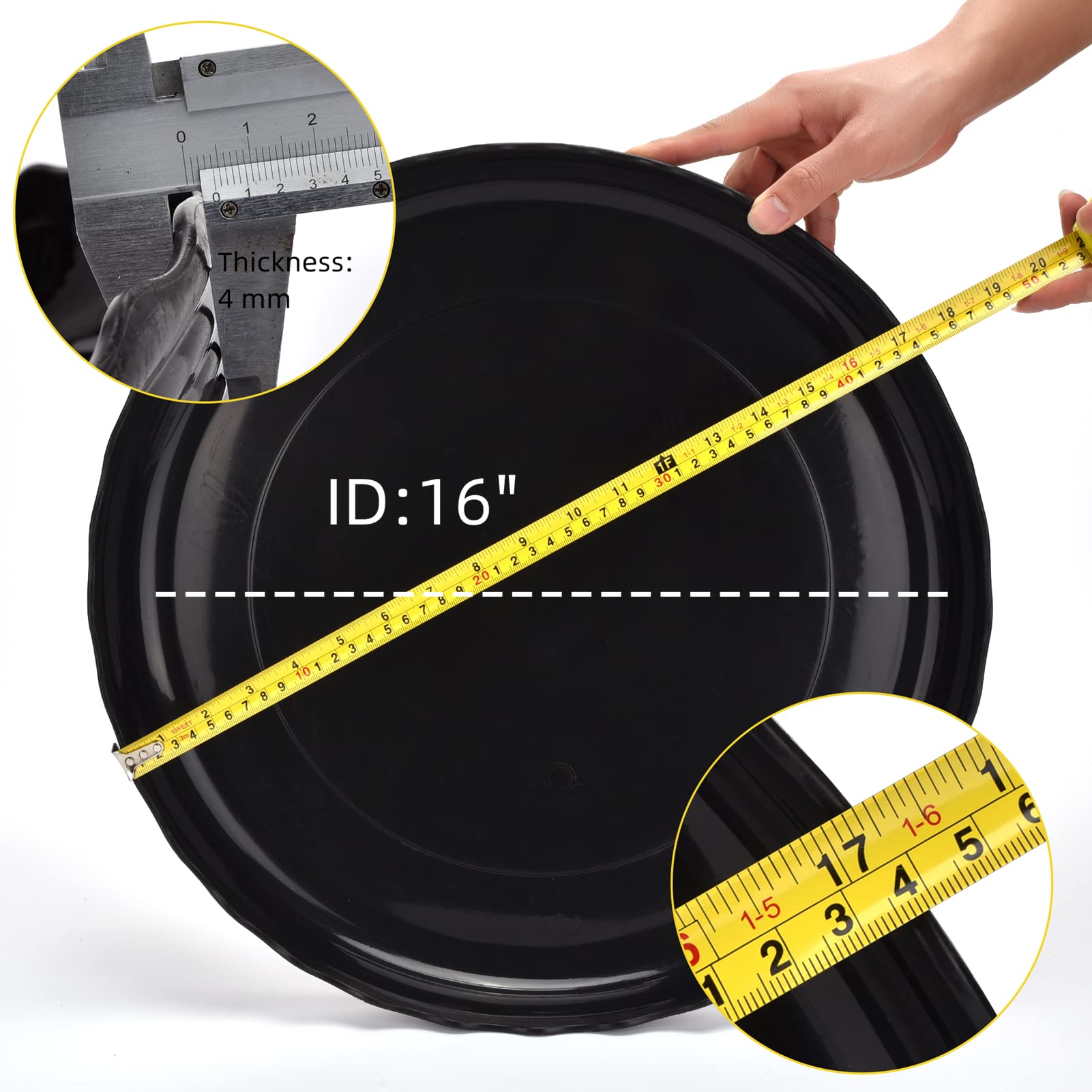 Snapklik.com : 18-Inch Wave Black Plant Saucer For Pots, 3 Packs Large ...