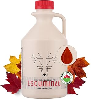 Escuminac Organic Great Harvest Maple Syrup 33.8 fl oz - 100% Pure Grade A Single Origin Quebec, Rich Toffee Caramel Taste