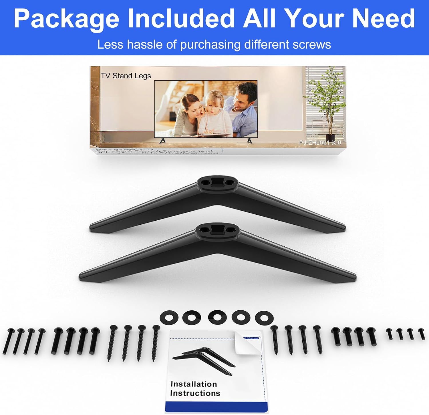 TV Stand for Westinghouse Roku TV Legs, TV Stand Legs for Compatible with Holes Center Distance 1.3cm/0.51inch - 2.4cm/ 0.94inch, Please Measure Distance Between TV Bottom Two Holes, Black