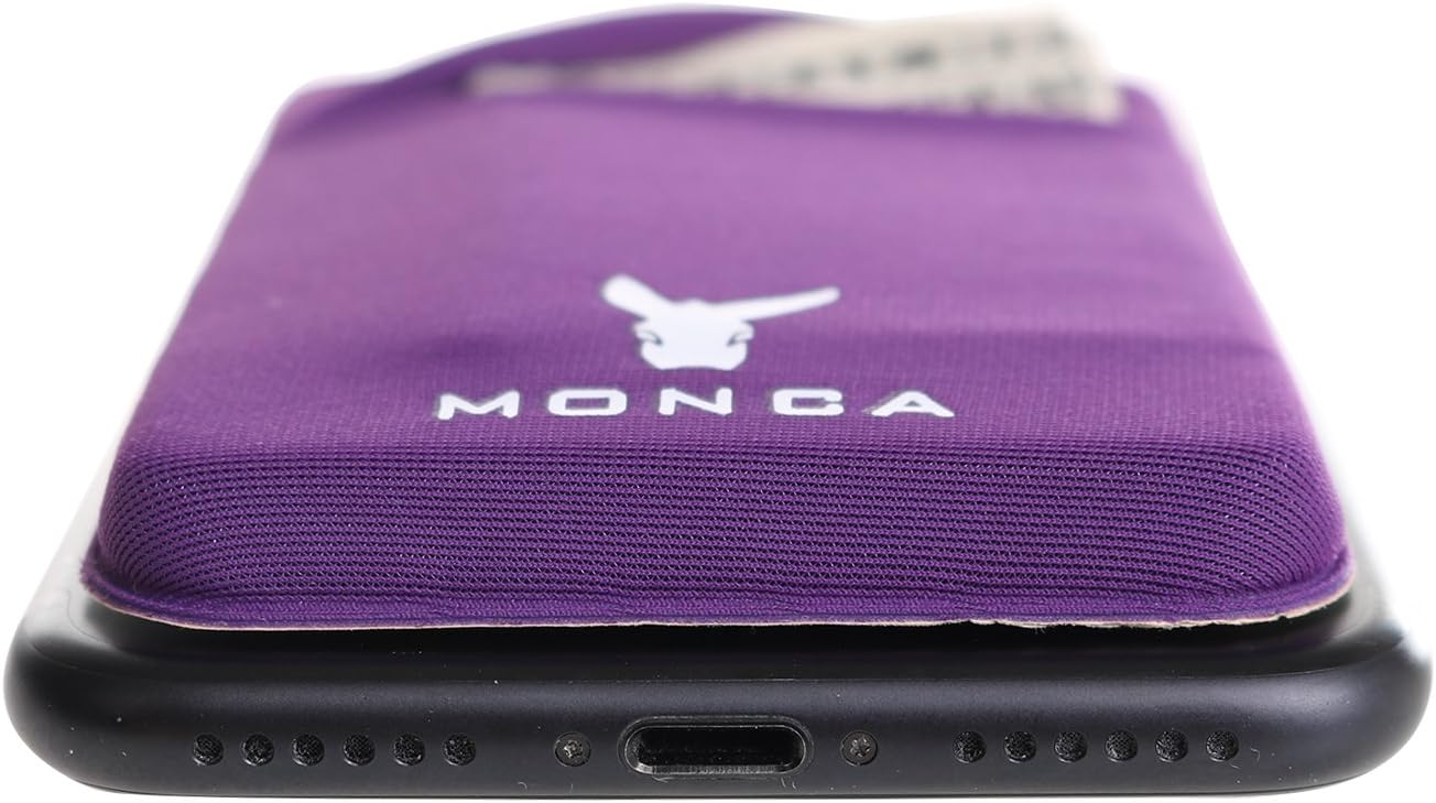 Monca Phone Wallet Stick on, Phone Card Holder for Back of Phone Stick On Sticky Adhesive Attachment iPhone Wallet & iPhone Credit Card Holder (Purple)