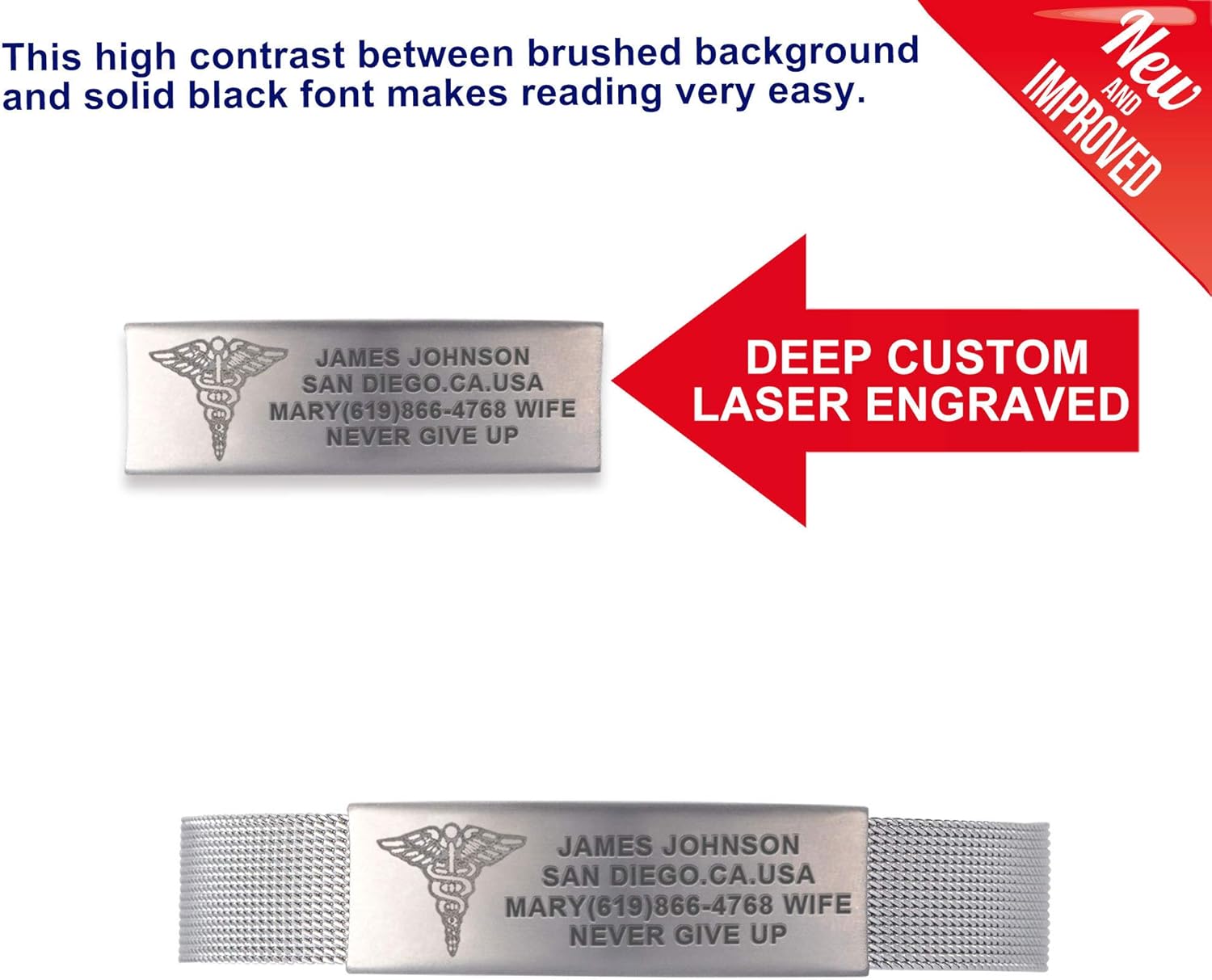 Divoti Custom Engraved Mesh Sport ID Bracelets for Women/Men, Titnaium ID Bracelet, Sport ID Band Adjustable w/Free Custom Engraving