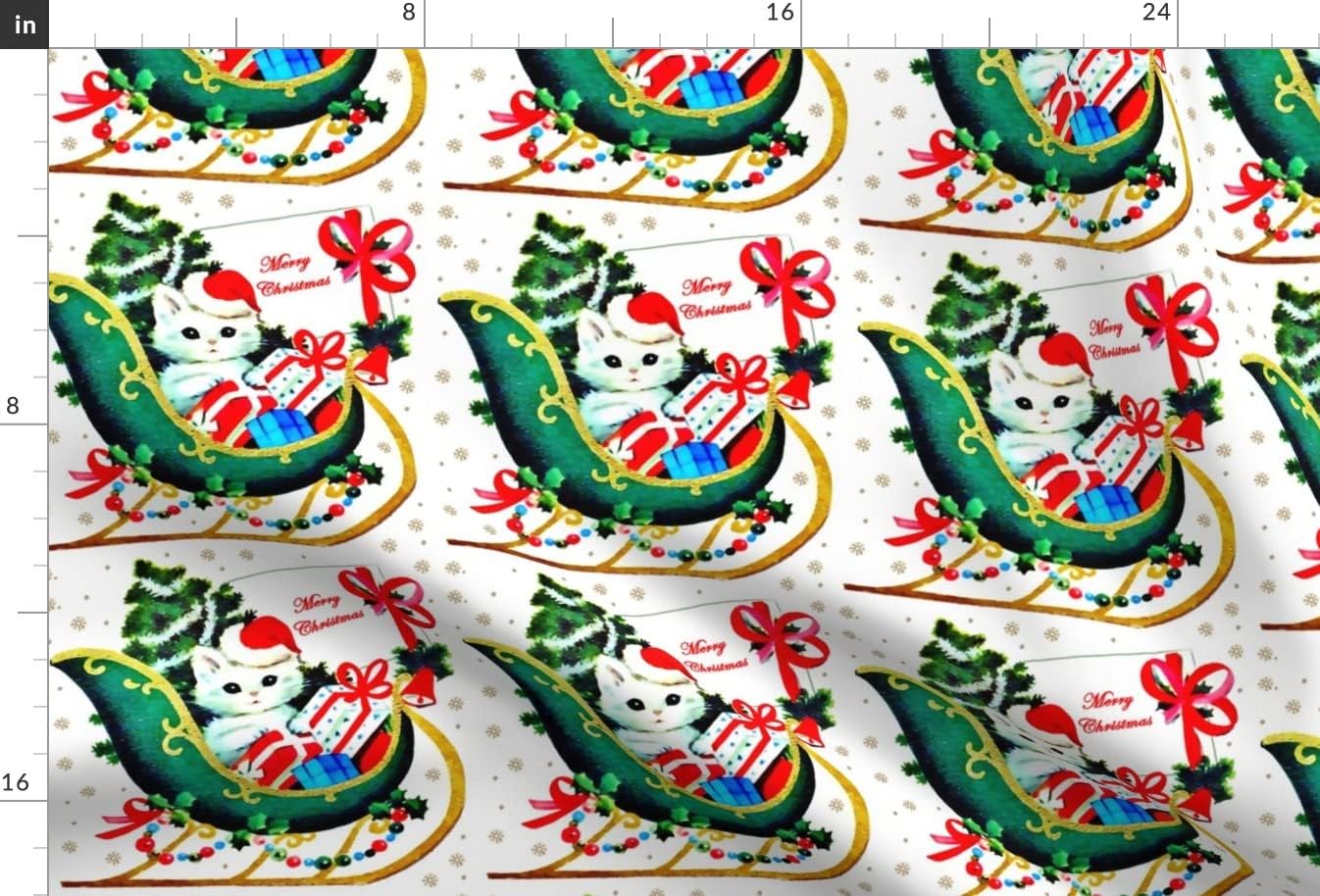 Spoonflower Fabric - Christmas Xmas Trees Snowflakes Cats Kittens Bells Vintage Retro Printed on Minky Fabric by The Yard - Sewing Baby Blankets Quilt Backing Plush