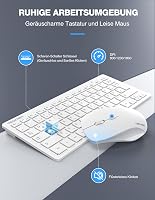 TECKNET Vezeték Nélküli Billentyűzet-Egér Szett, Német QWERTZ Kiosztás, 15m Hatótáv, Csendes Gombokkal, PC/Laptop/Smart TV Kompatibilis, Feh 4