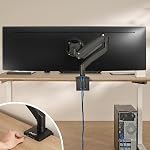 AVLT Single 17"-49" Super Ultrawide Monitor Arm Desk Mount Black | Screens up to 50 lbs Premium Aluminum Stand Adjustable Pneumatic Height Full Motion Swivel Tilt Rotation USB 3.0 & AUX Ports