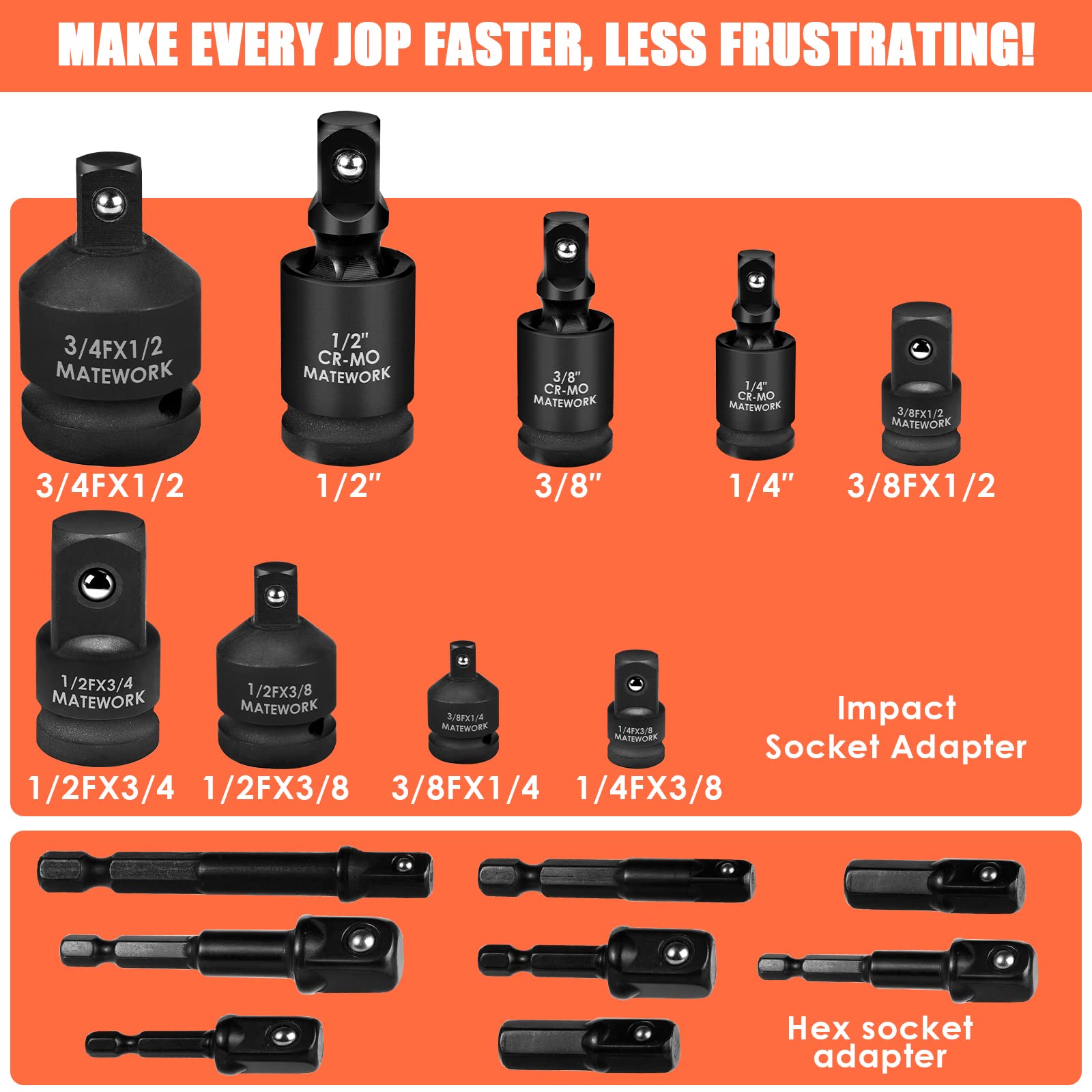 Snapklik.com : MATEWORK Socket Adapter Set And Reducer 17 Piece