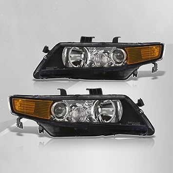 AJP Distributors For TSX CL9 Projector Headlights Head Lights Lamps Upgrade Replacement Set 2004 2005 2006 2007 2008 04 05 06 07 08 Black Housing Clear Lens Amber Reflector