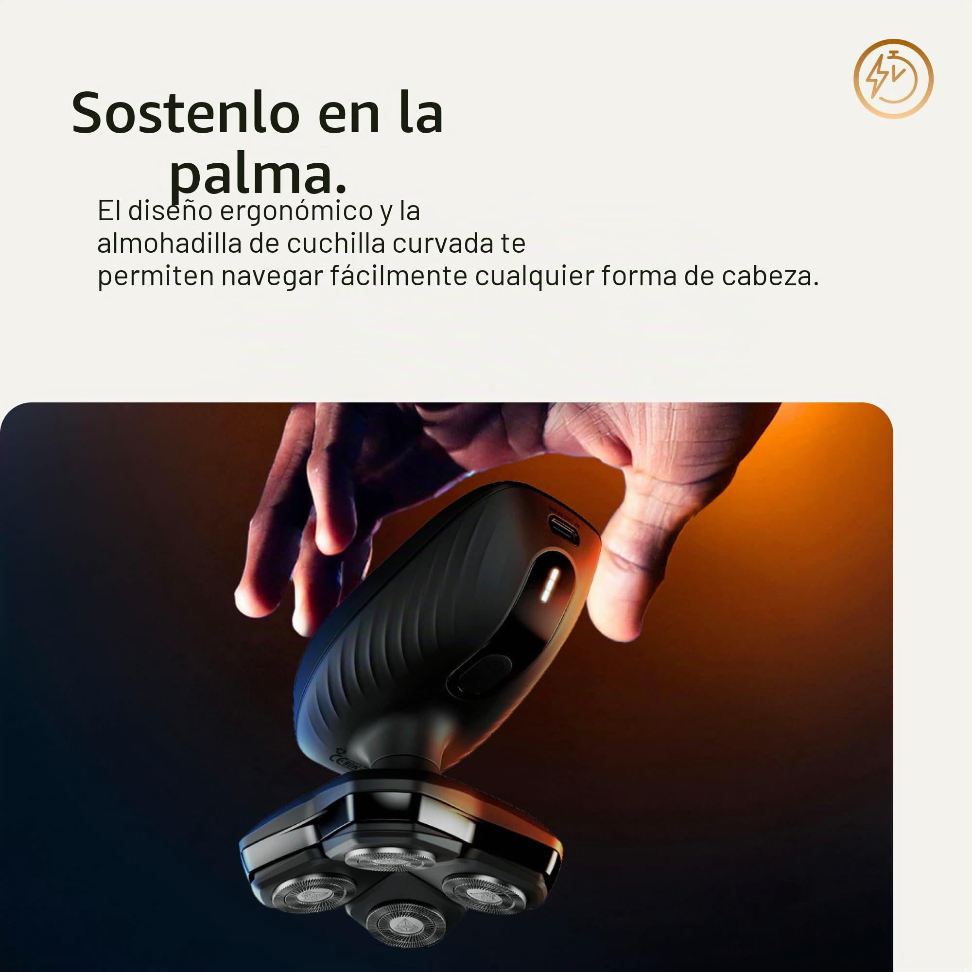MANSCAPED® The Dome Shaver™ Plus - Afeitadora de cabeza para hombre, cuatro cuchillas giratorias de doble pista con tecnología SkinSafe® y FlexAdjust, impermeable, carga USB-C, almohadilla magnética