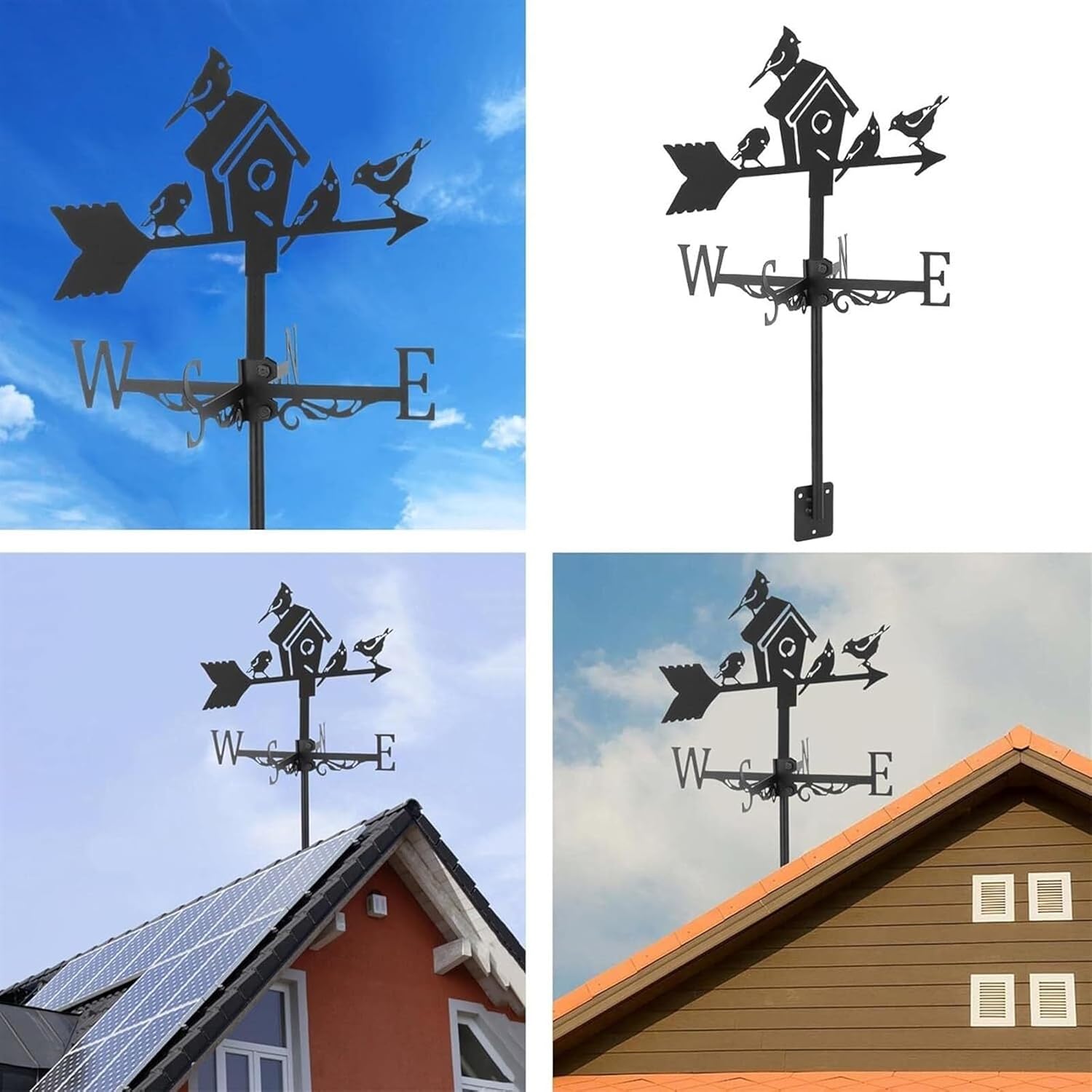 Iron Metal Weathervane Garden Weather Vane with Roof Mount Roof Garden Decorations for Outdoor Farm Yard Garden