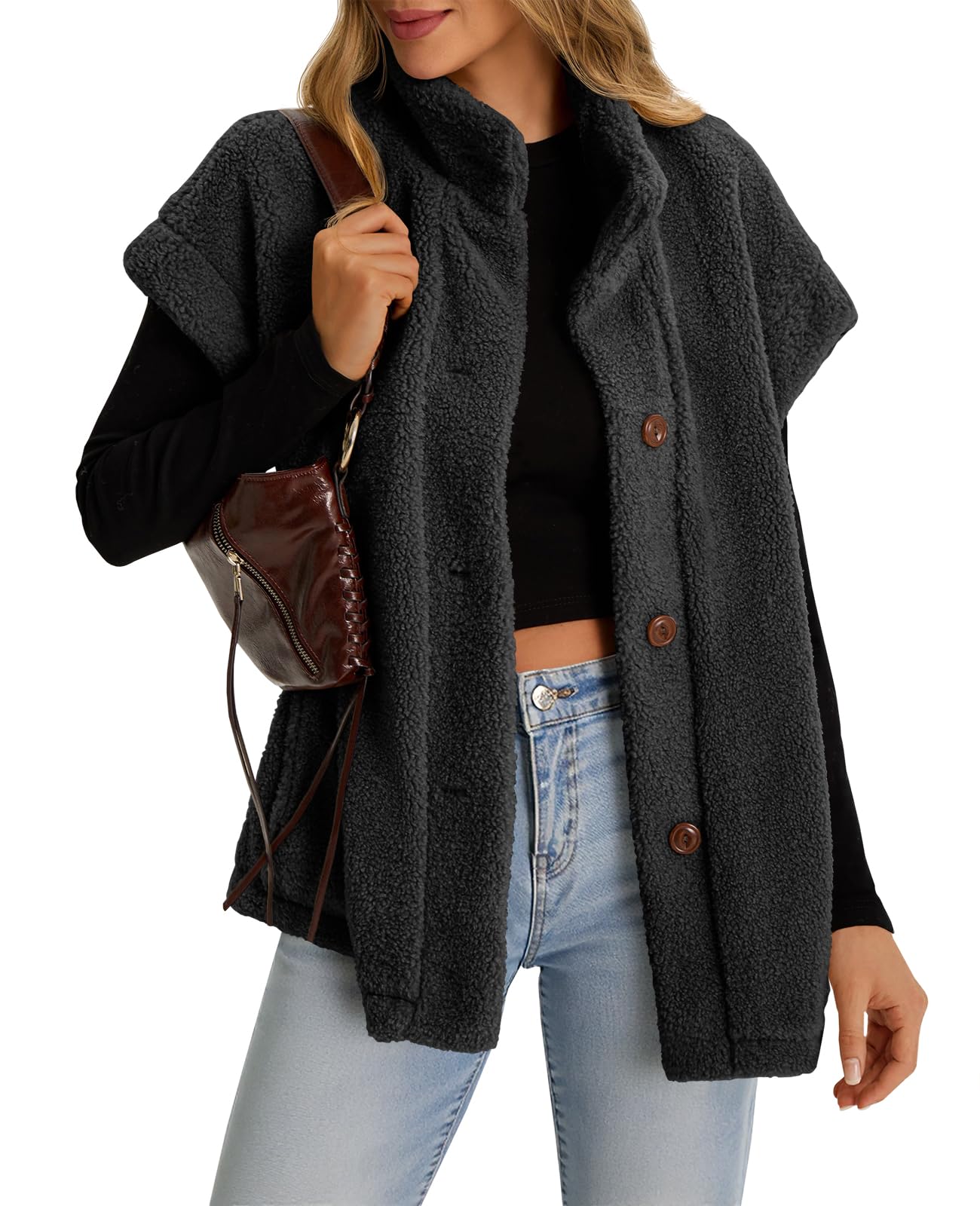 tankaneo Tanakneo Womens Oversized Fleece Vest Sleeveless Fuzzy Sherpa Jacket Trendy Casual Button Down Warm Vests Outerwear-picture-45