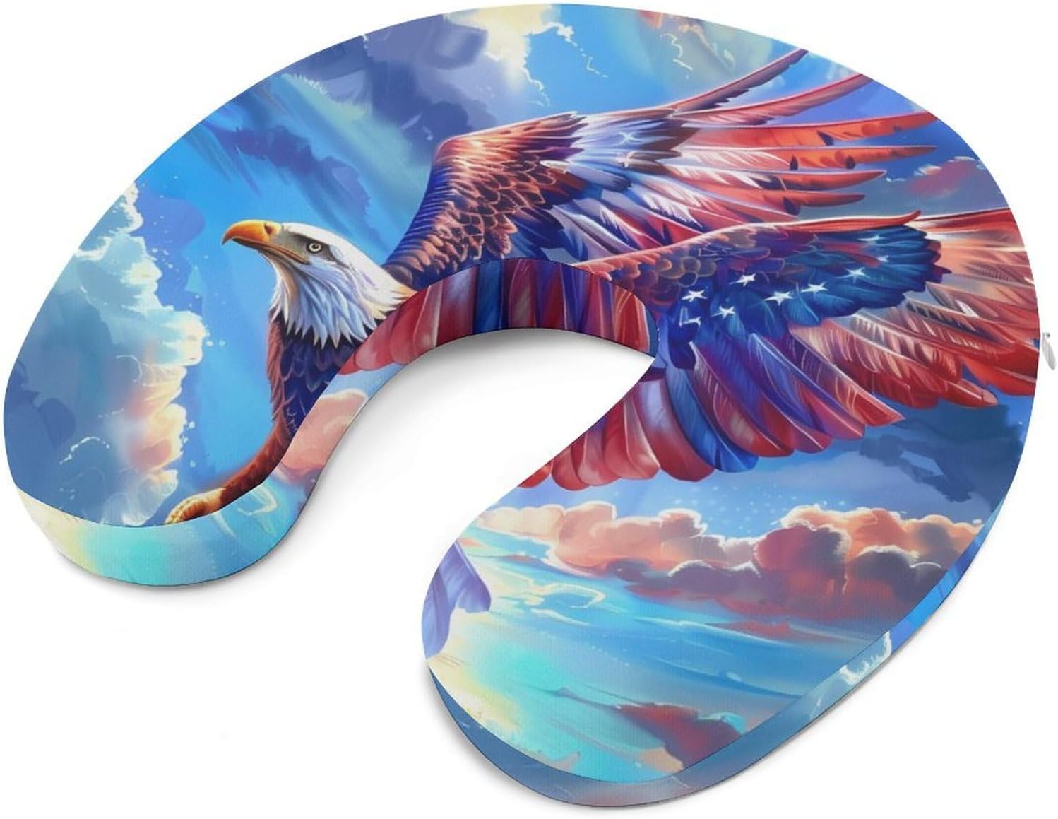 Ea-gle U.S. Pattern Wing Funny Travel Pillow U Shaped Memory Foam Neck Pillows Portable for Flight Car Home Office