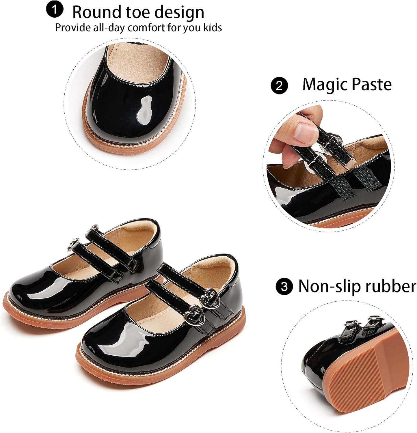 GINFIVE Toddler Girls Dress Shoes Little Kids Flats School Mary Janes Shoes - Image 7